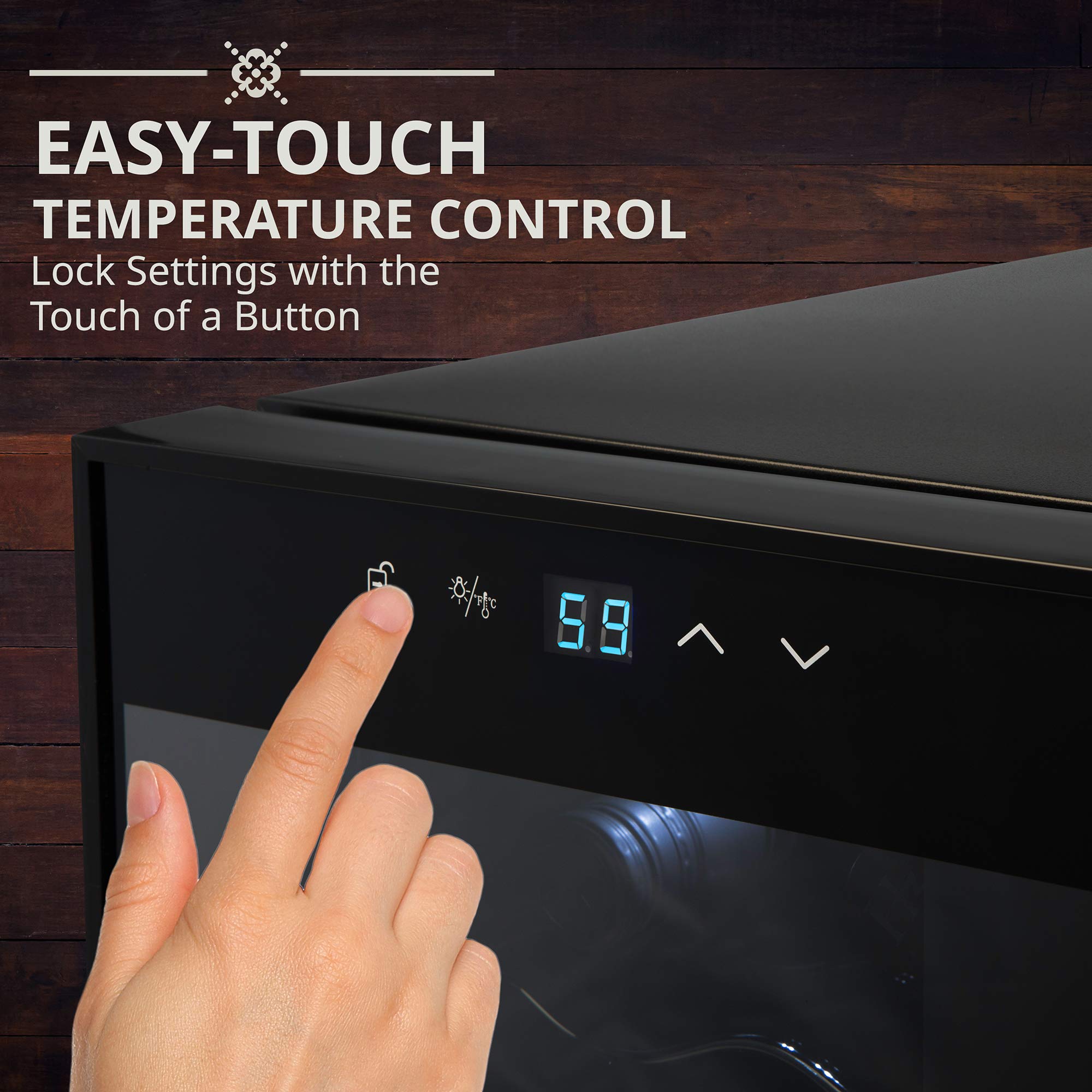 Ivation 12 Bottle Compressor Wine Cooler Refrigerator with Lock - Large Freestanding Wine Cellar Fridge with Digital Temperature Control (41°F-64°F) & Glass Door - Black - Perfect for Home Bars, Kitchen, and Wine Storage