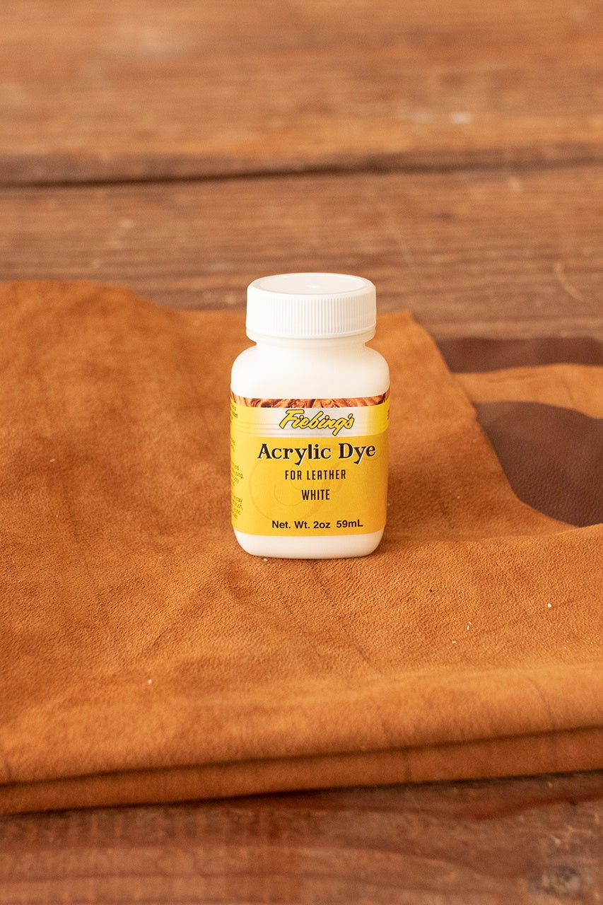 Fiebing's Acrylic Leather Dye 59ml - White | Professional Leather Coloring for Shoes, Bags & DIY Crafts | Perfect for Leather Repair & Custom Projects