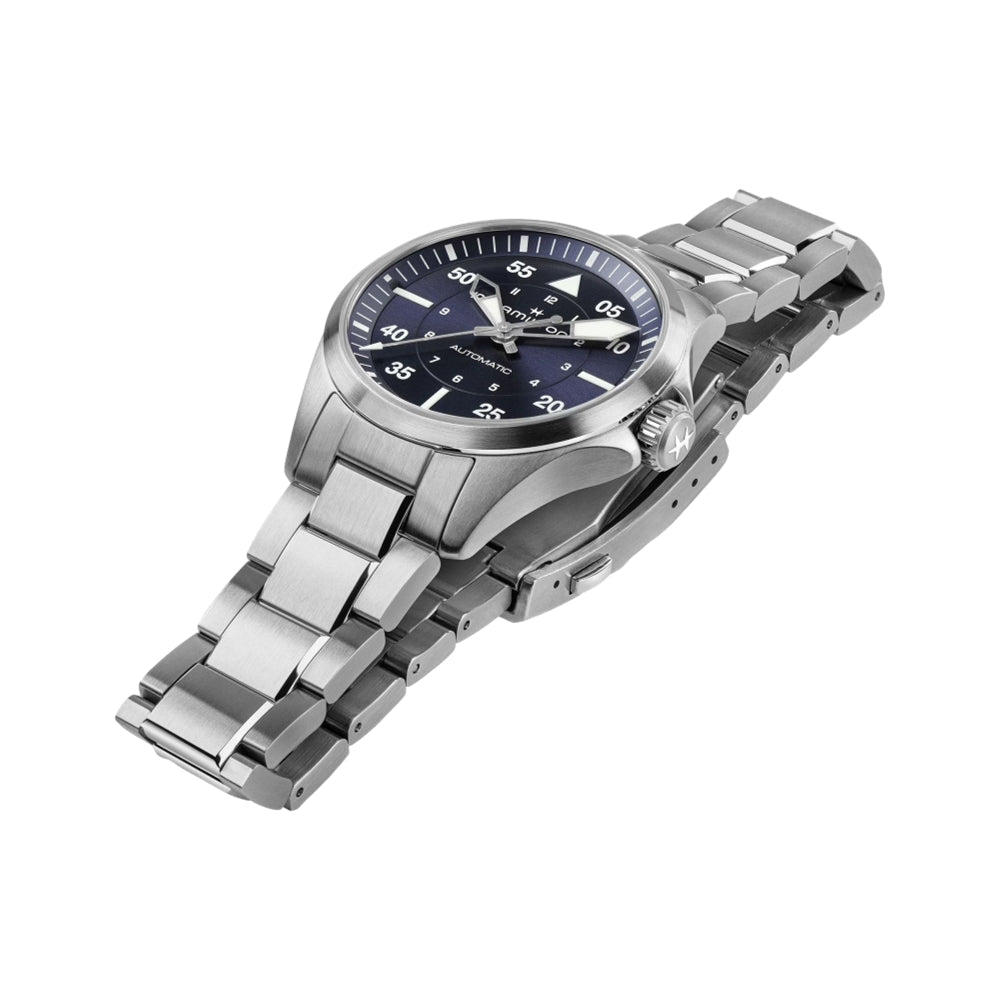 Pilot 36mm Blue Dial Stainless Steel Watch with Bracelet - Perfect for Aviation Enthusiasts & Everyday Wear