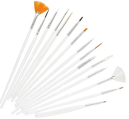 15Pcs Professional Nail Art Brush Set - Dotting, Painting & Drawing Gel Polish Tools for Acrylic & Gel Nails (White) | Perfect for Salon, Home Manicure & DIY Nail Designs