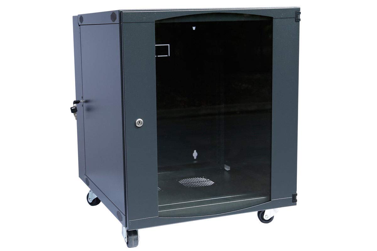 12U Wall Mount Server Rack Cabinet - 600mm Deep Network Equipment Enclosure with Lockable Glass Door | Ideal for Data Centers, Home Offices & IT Closets