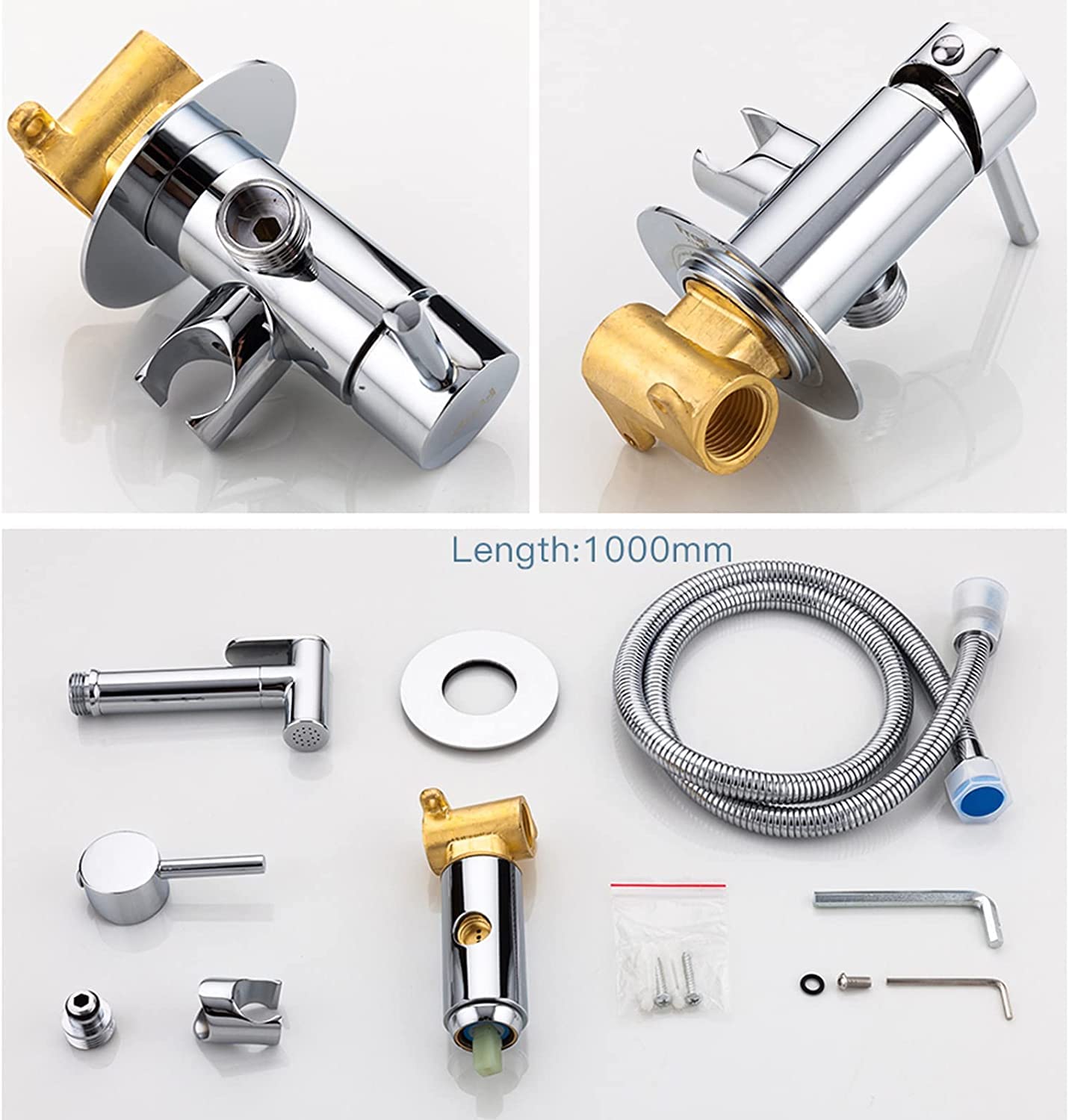 Portable Brass Handheld Bidet Sprayer for Toilet - Hot & Cold Water Diaper Sprayer with Hose, Easy Install Chrome Finish - Perfect for Baby Cloth Diaper Cleaning & Feminine Hygiene