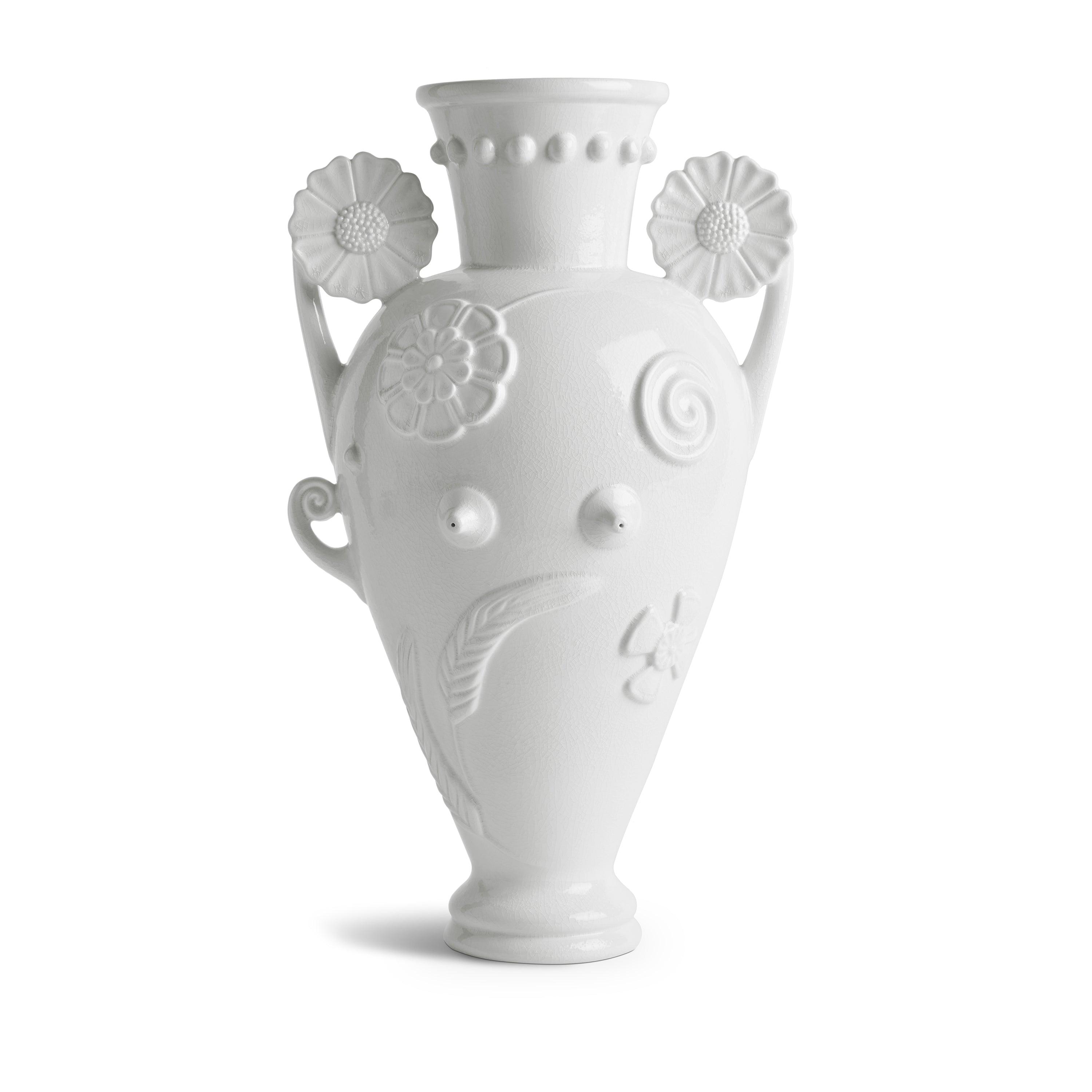 Pantheon Persephone White Amphora Vase - Greek Mythology Inspired Home Decor for Living Room, Wedding Centerpiece & Gift
