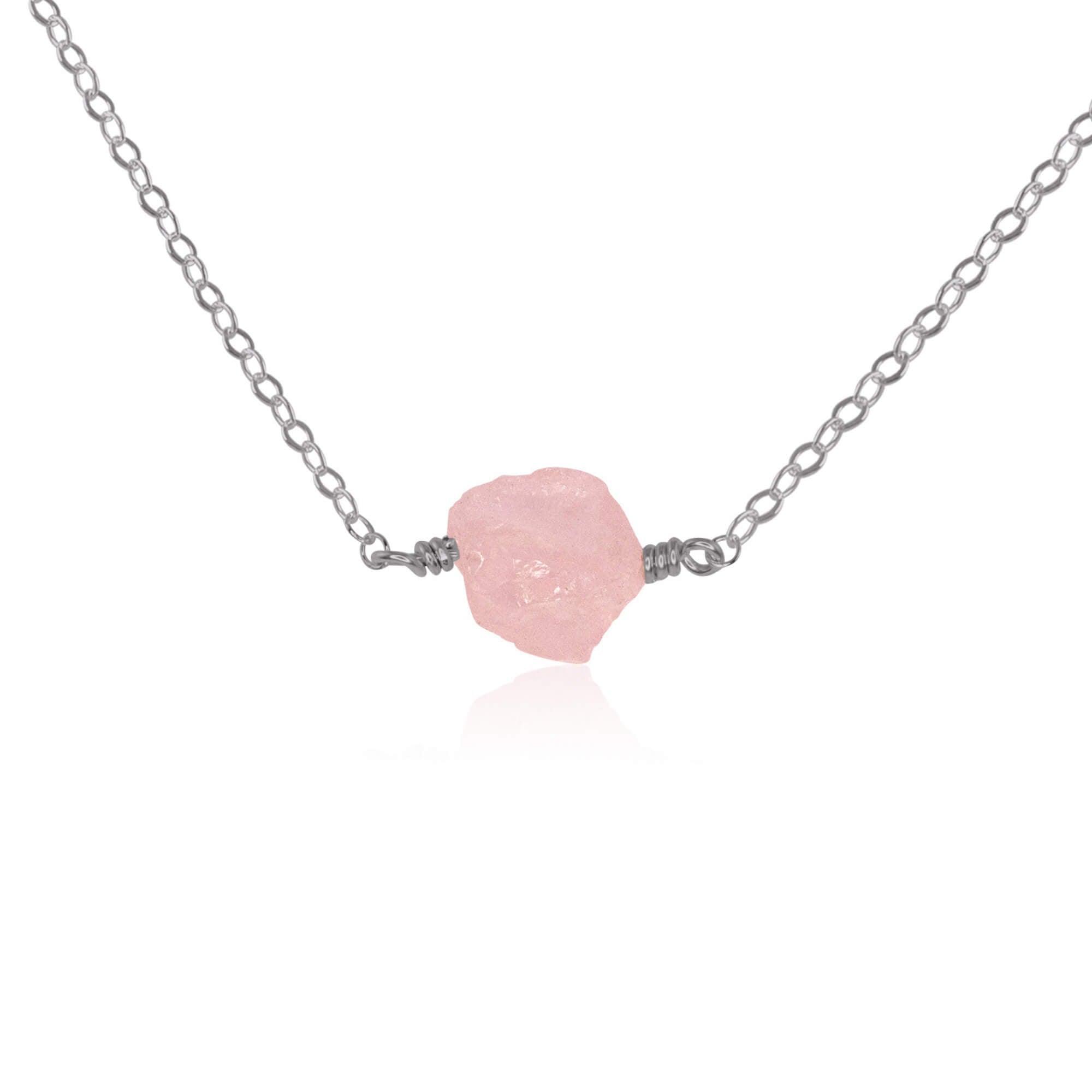 Raw Rose Quartz Crystal Nugget Necklace - Natural Healing Stone Jewelry for Women, Chakra Balancing, Spiritual Gift | Perfect for Meditation, Yoga & Everyday Wear