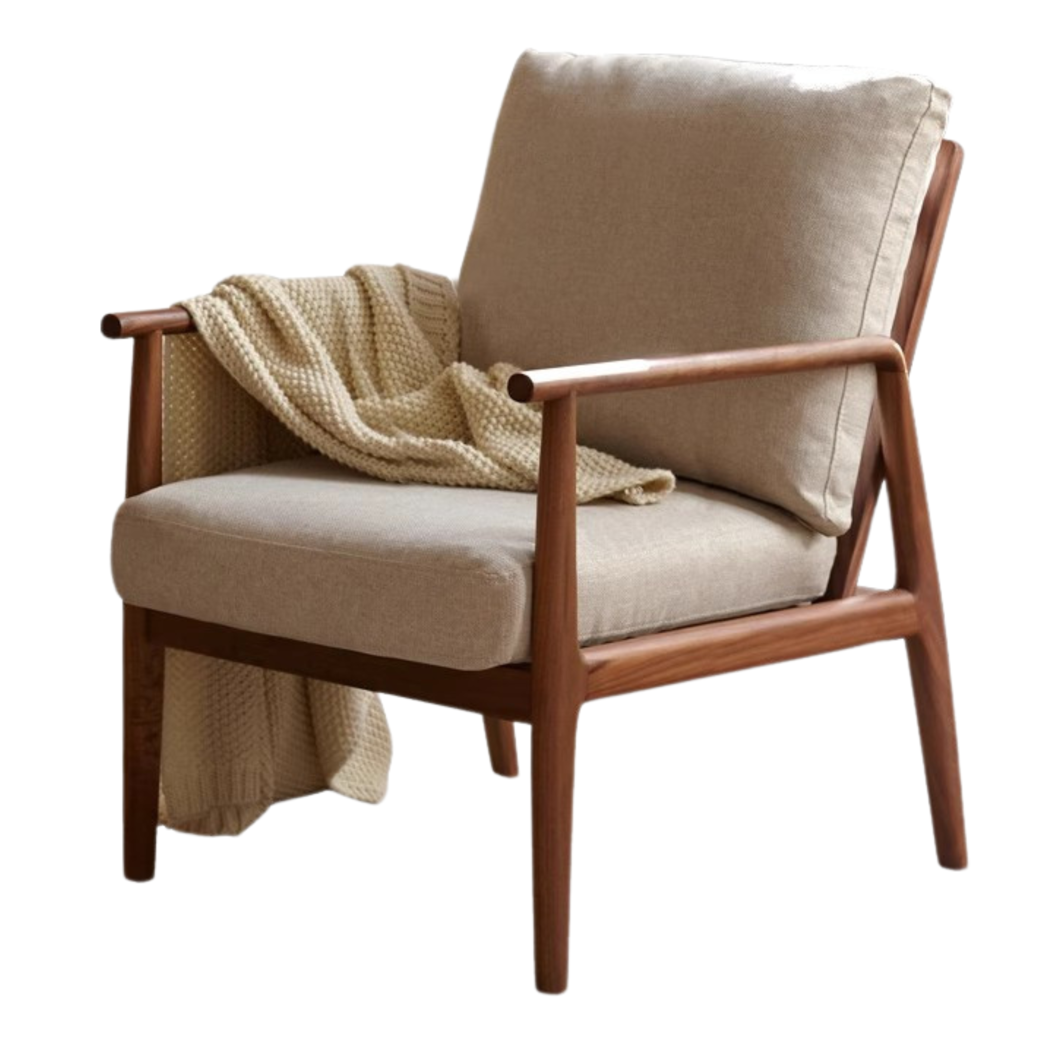 25.6x29.9x35.4 inch / 65x76x90сm / fabric gravel white Rich Dark Walnut color / Black walnut sofa chair