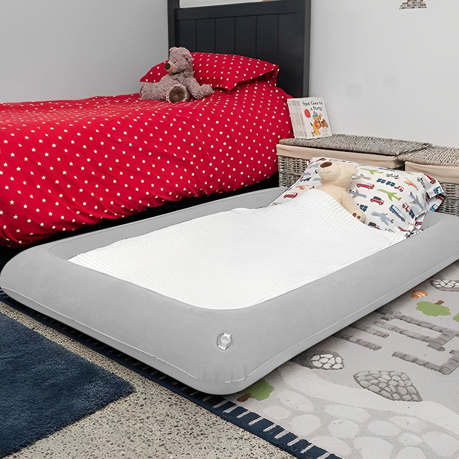Inflatable Toddler Travel Bed - Portable Folding Air Mattress with Detachable Inner Pad for Kids | Lightweight & Compact Sleeping Solution for Airplane, Camping & Sleepovers | Perfect for Travel, Outdoor Adventures & Home Use