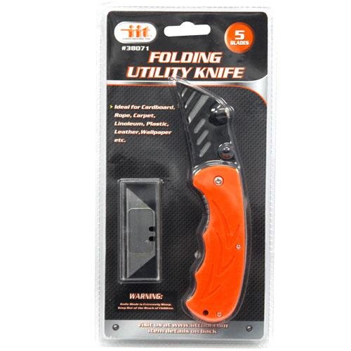 38071 Heavy Duty Folding Utility Knife with Ergonomic Plastic Handle - Perfect for Construction, DIY Projects, Camping & Outdoor Activities