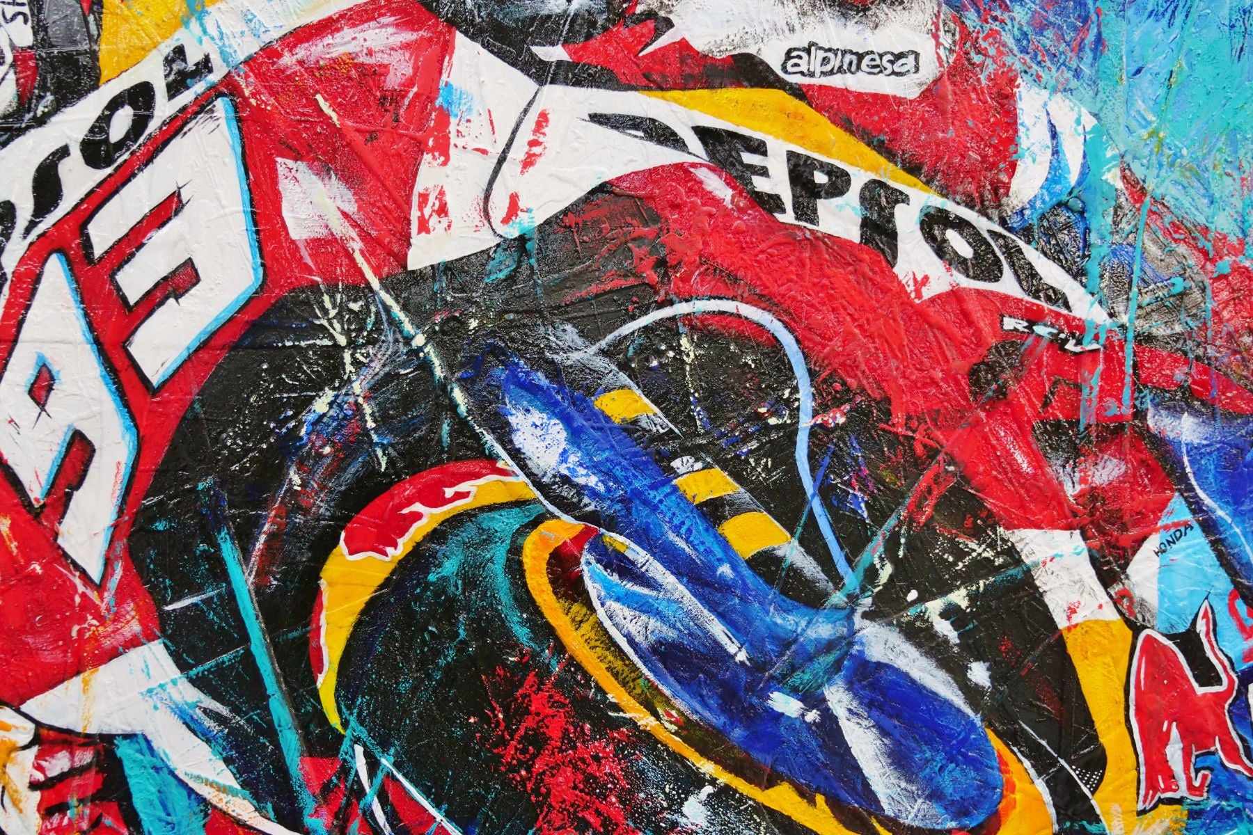 Marc Marquez Textured Abstract Realism Painting - 93