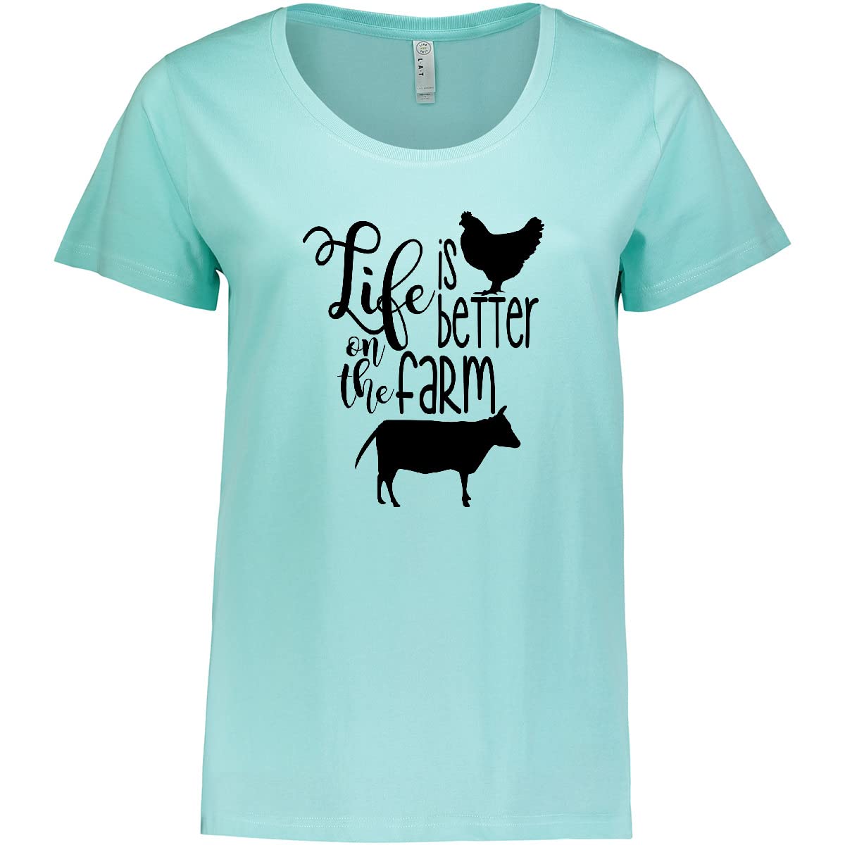 Life is Better on The Farm Chicken and Cow Women's Plus Size T-Shirt | Funny Farm Animal Graphic Tee | Comfortable Casual Wear for Women | Perfect for Farm Lovers, Country Living & Everyday Outfits