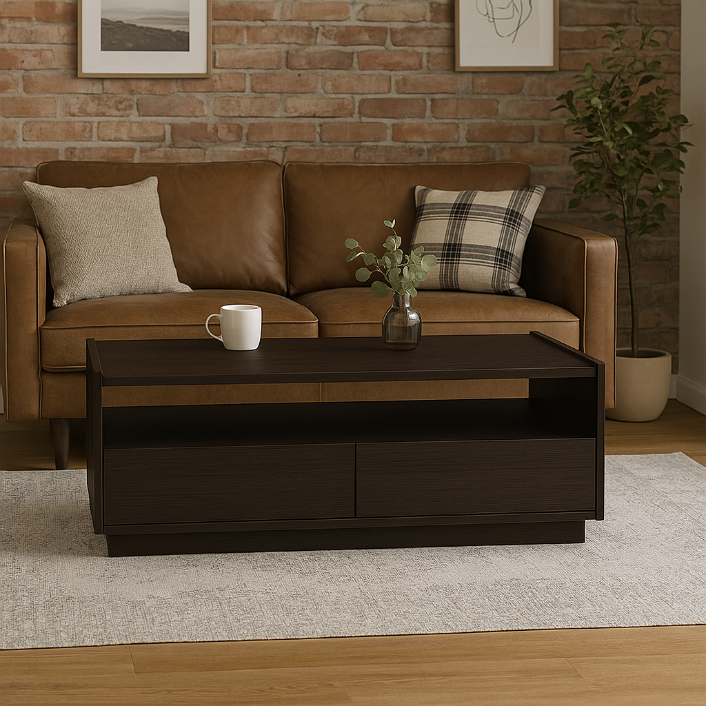 Garnette Modern Coffee Table - 100cm Wide, Solid Wood Living Room Furniture for Small Spaces - Perfect for Apartments, Lounges & Cozy Home Decor