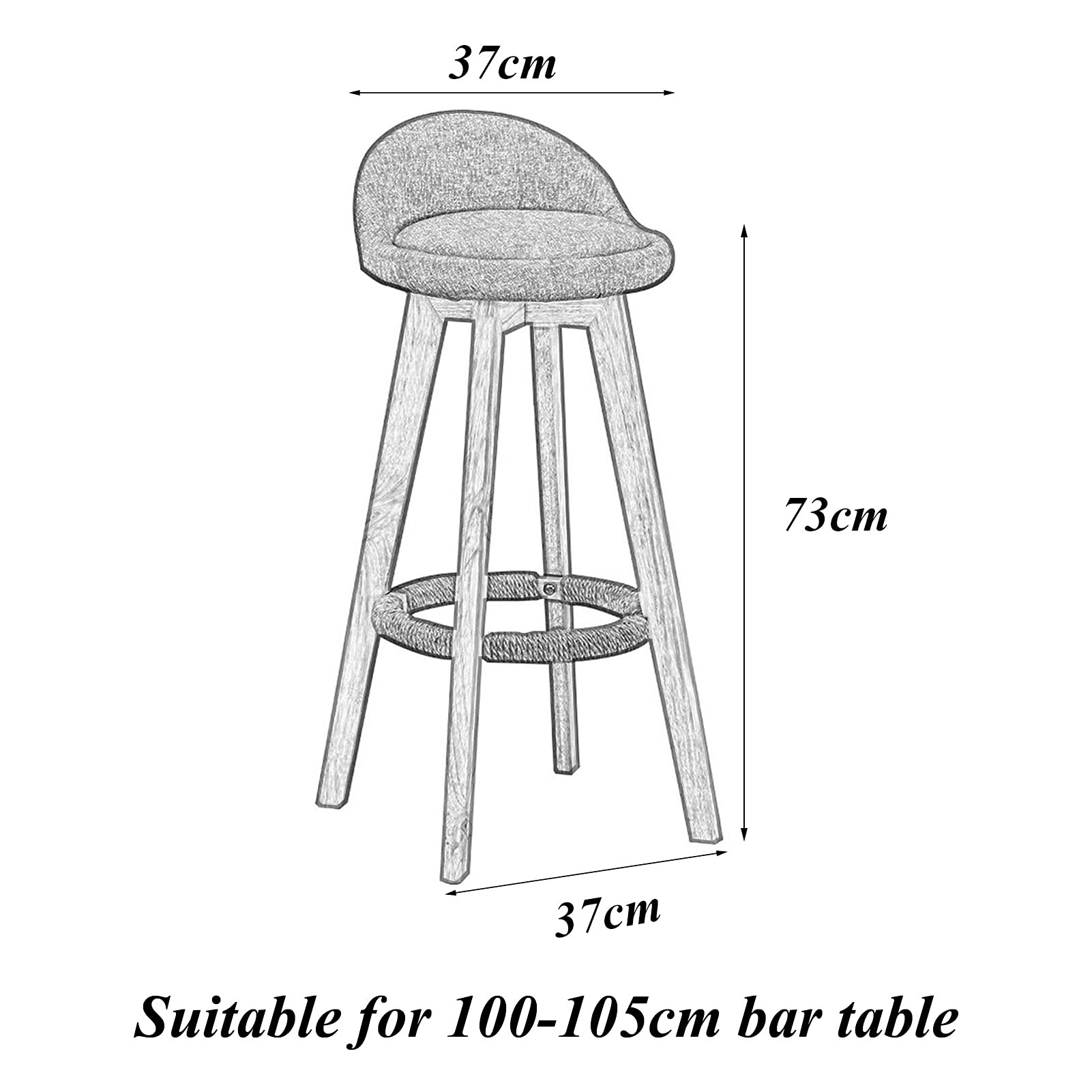 2-Pack Wooden Bar Stools with Low Backrest & Footrest - Solid Wood Counter Height Stools for Breakfast Bar, Kitchen, Pub & Coffee Shop - Perfect for Home, Restaurant & Commercial Use