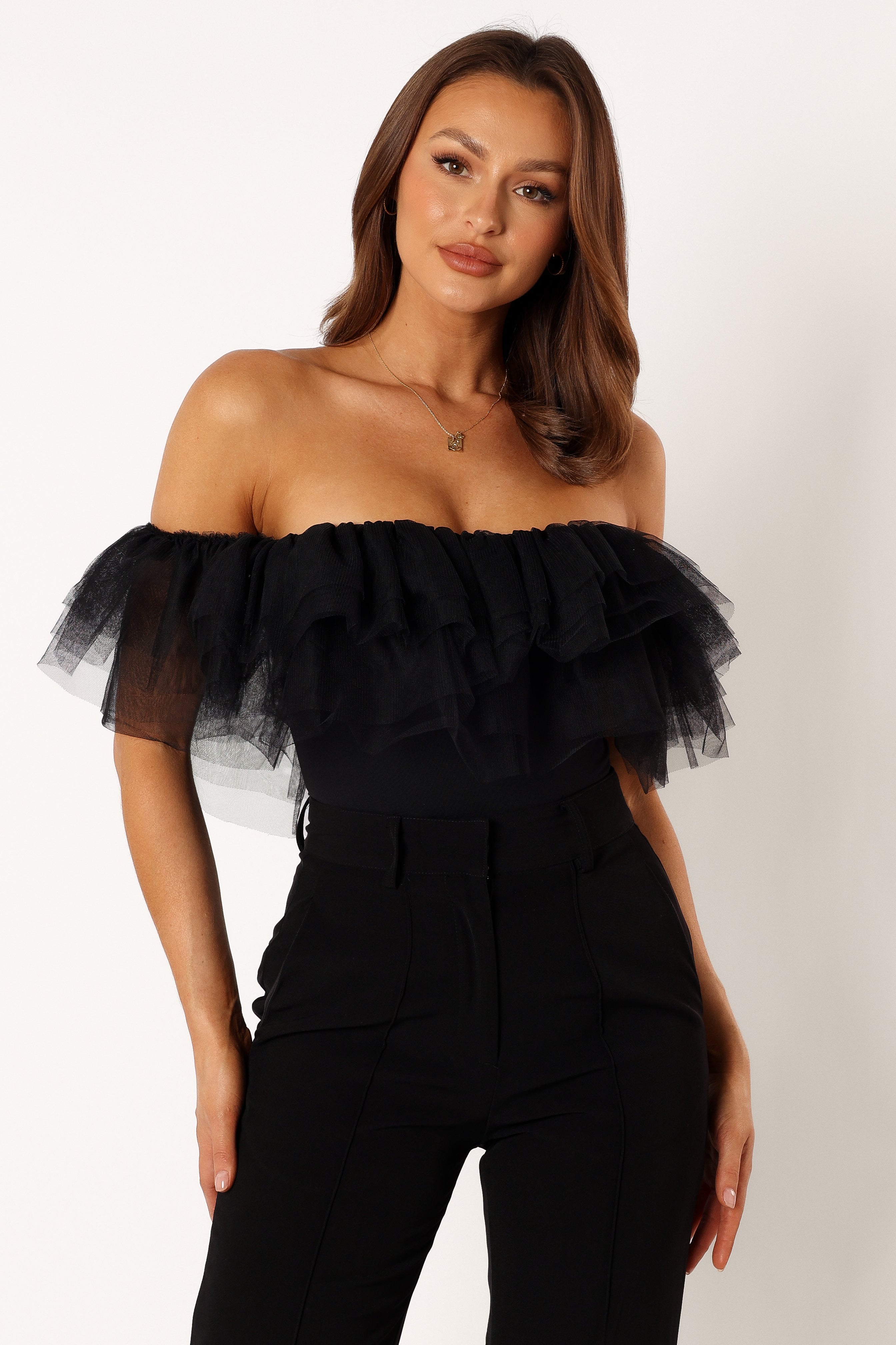 Off Shoulder Bodysuit for Women - Sexy Black Stretchy Jumpsuit, Tummy Control One Piece Outfit for Club, Date Night & Casual Wear