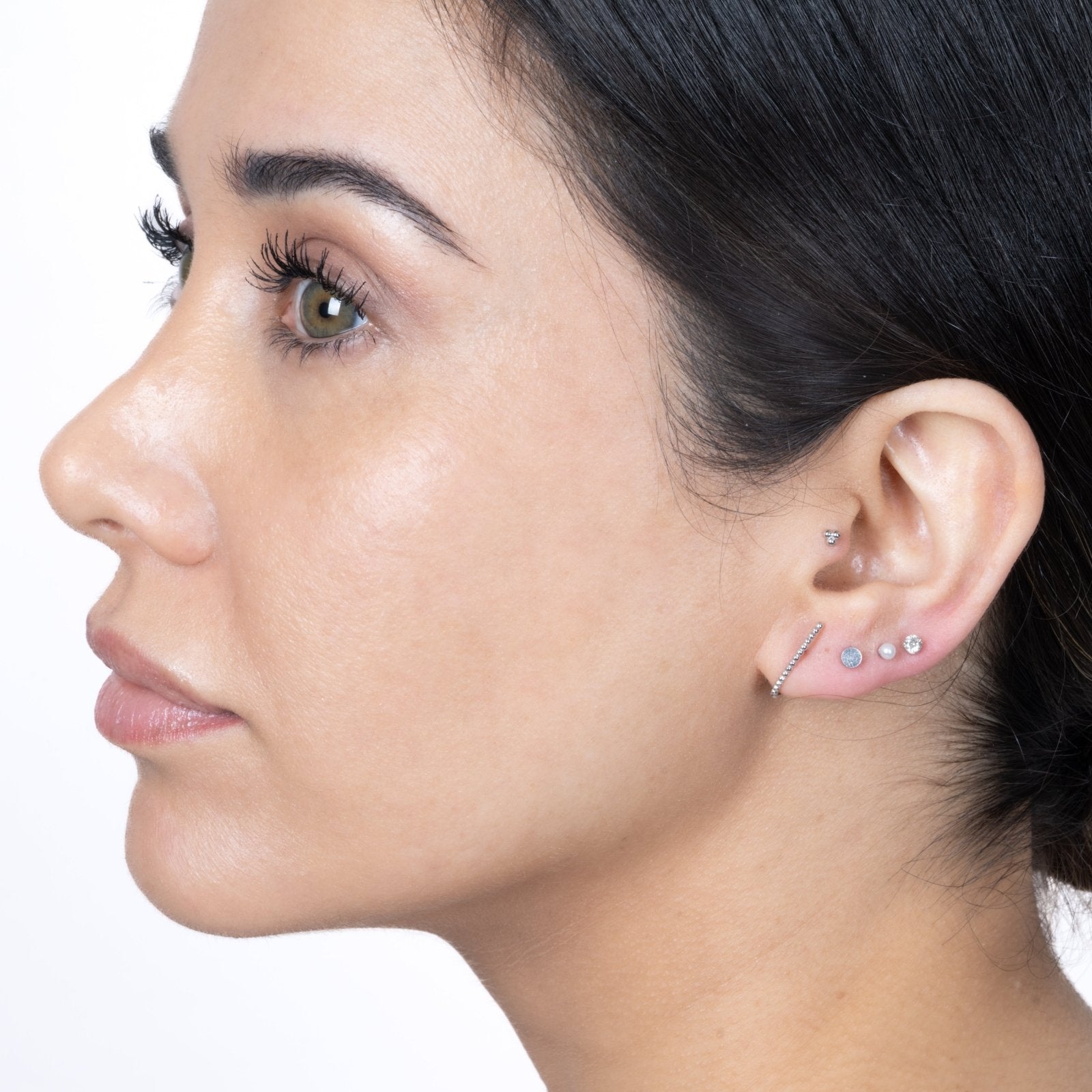 14K White Gold Pearl Flat Back Stud Earrings - Elegant & Hypoallergenic for Daily Wear, Parties & Special Occasions