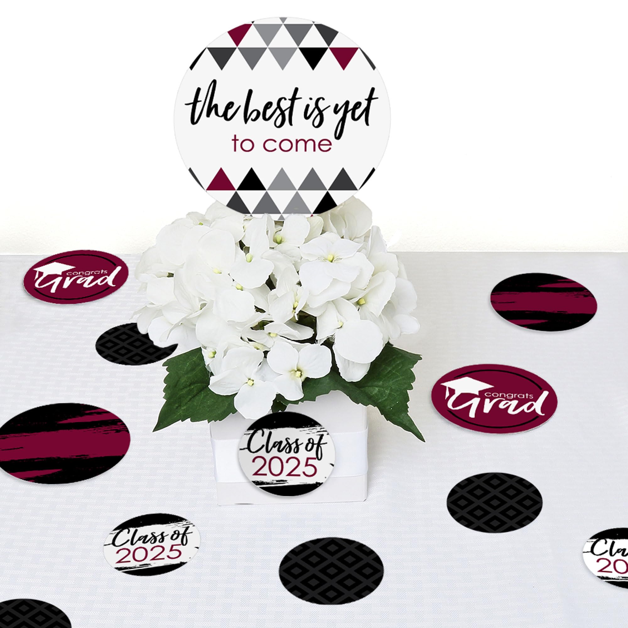 Big Dot of Happiness 2024 Maroon Graduation Party Giant Circle Confetti - 27-Pack Large Confetti for Graduation Decorations, Party Supplies & Photo Backdrops - Perfect for Graduation Ceremonies, Cap Toss Photos & Celebration Events
