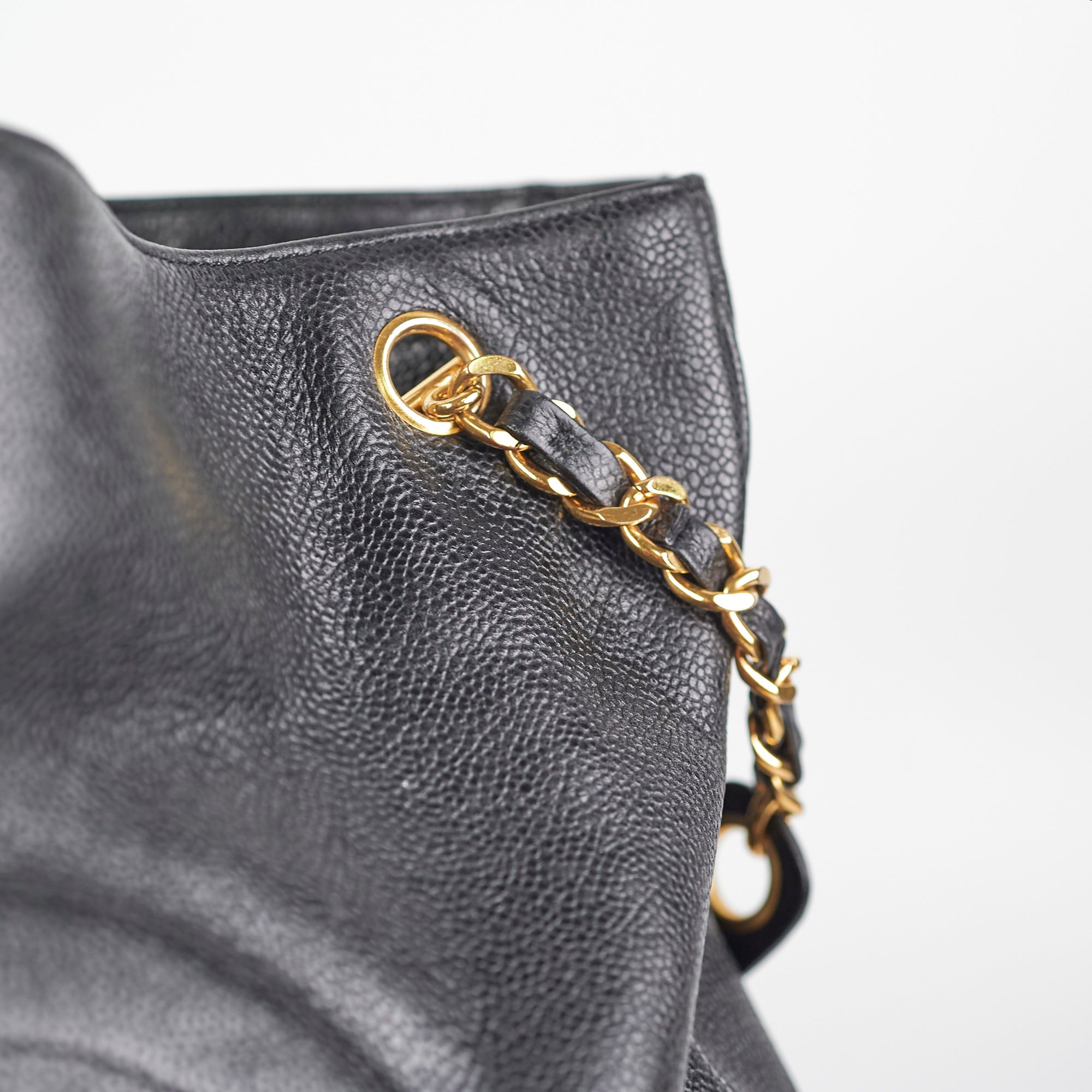 Chanel Caviar Leather Large Black Tote Bag for Women - Luxury Designer Handbag for Work, Travel & Everyday Use