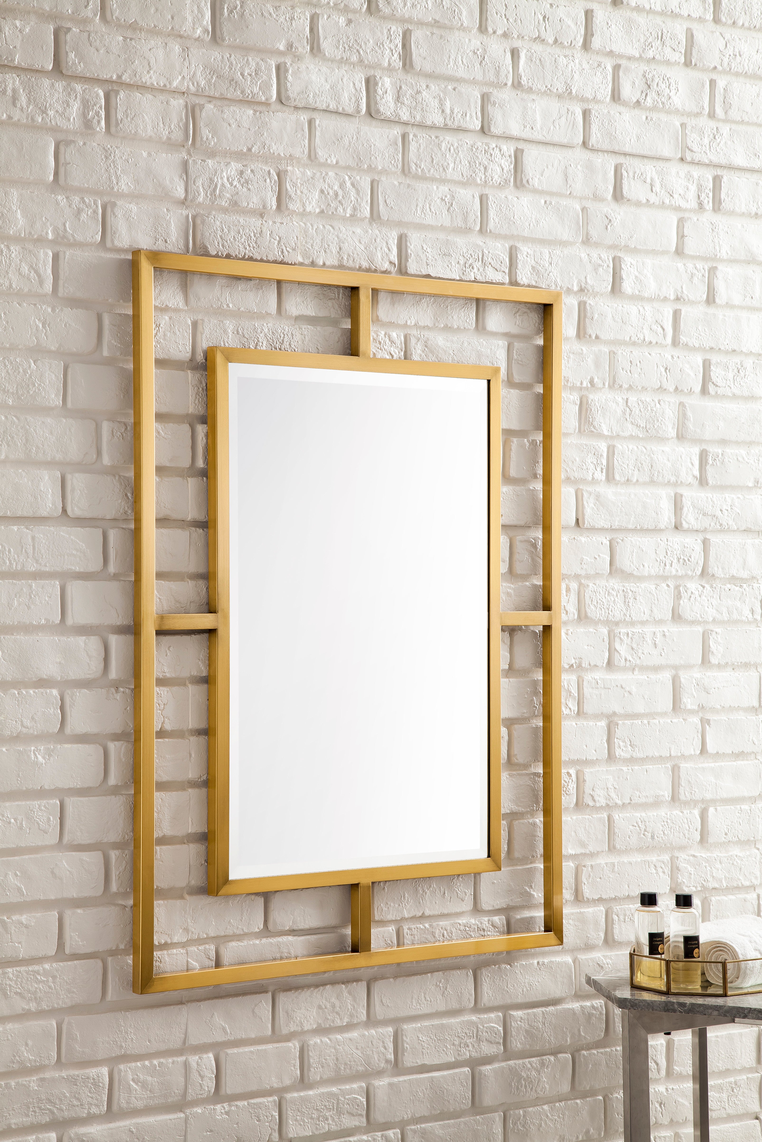 Boston 30-Inch Rectangular Wall Mirror with Radiant Gold Frame - Perfect for Living Room, Bedroom, or Entryway Decor