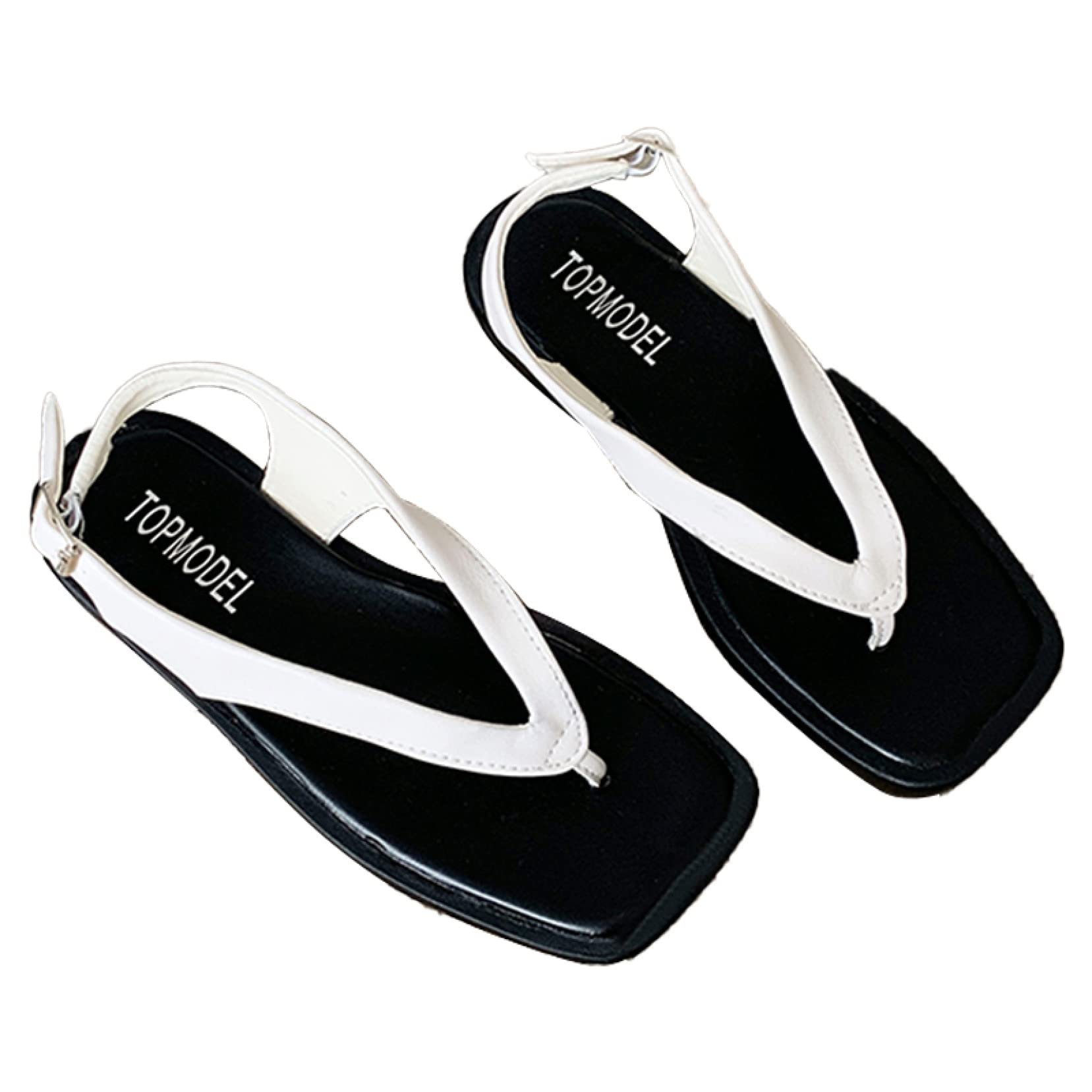 Women's Comfortable Roman Style Flip Flop Sandals with Square Toe & Buckle Design - Perfect for Beach, Walking & Summer Outfits