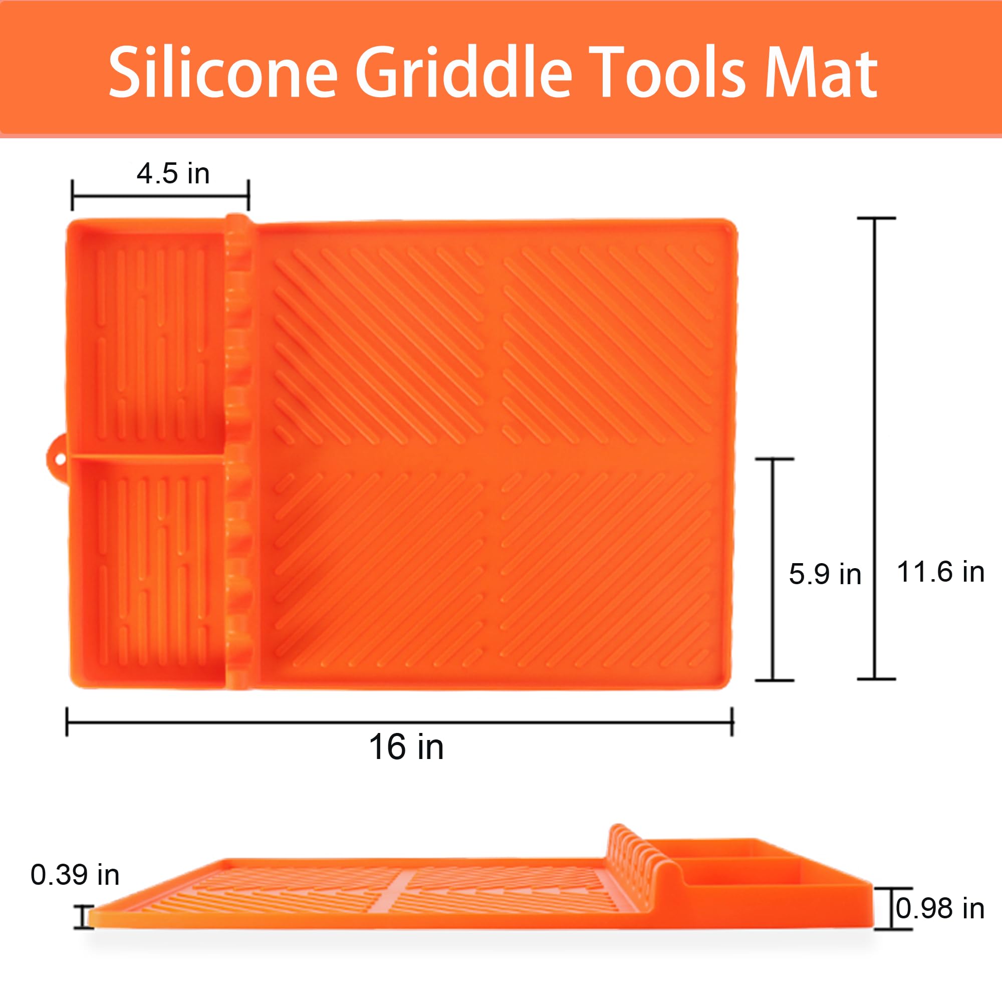 Blackstone Griddle Accessories Set - Large Silicone Spatula Mat with Drip Pad, Food Grade Cooking Mat for BBQ, Baking & Grill Prep (Orange) - Perfect for Outdoor Cooking, Camping & Backyard Parties