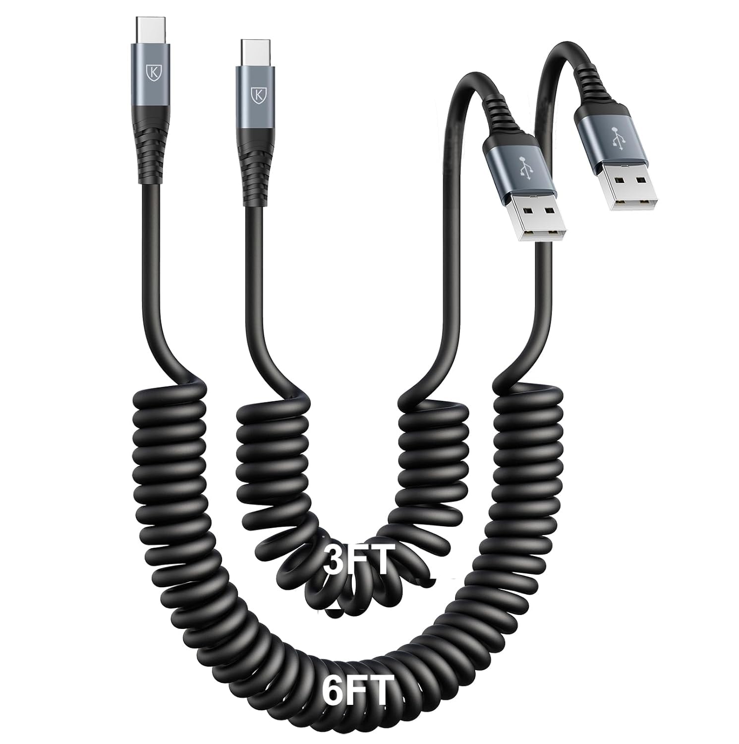 Fast Charging USB A to C Cable 2-Pack (3FT+6FT) - for iPhone 16/15, Samsung Galaxy - Car & Home Use