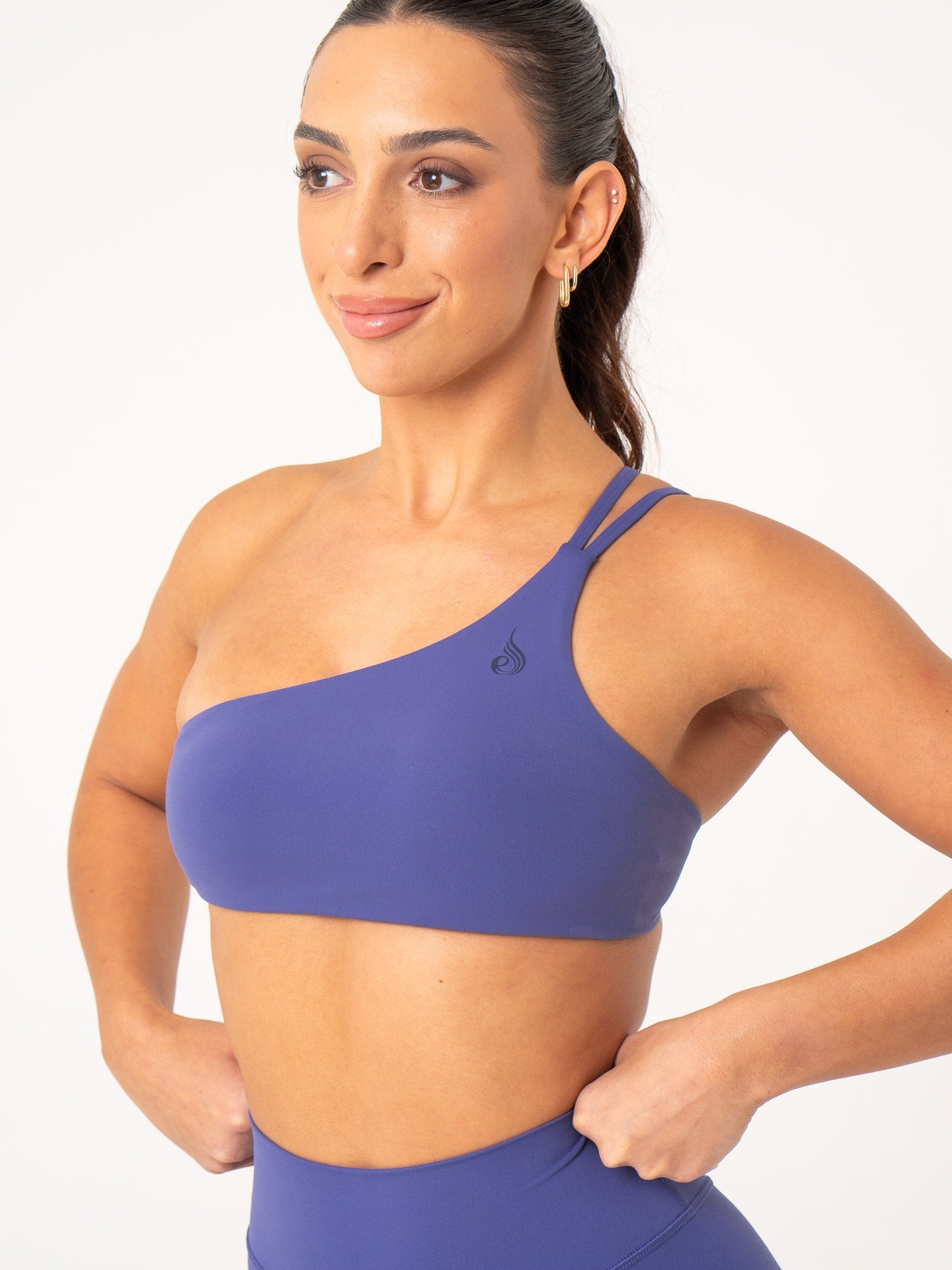 NKD One Shoulder Sports Bra for Women - Breathable Workout Top in Indigo - Perfect for Yoga, Running & Gym