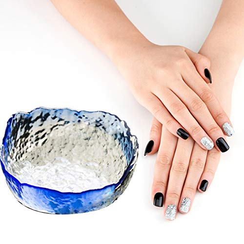 Premium Glass Nail Soaking Bowl for Manicure & Pedicure - Acrylic Gel Polish Remover & Dead Skin Treatment - Home & Salon Use - Perfect for DIY Nail Care & Spa Days (Blue)