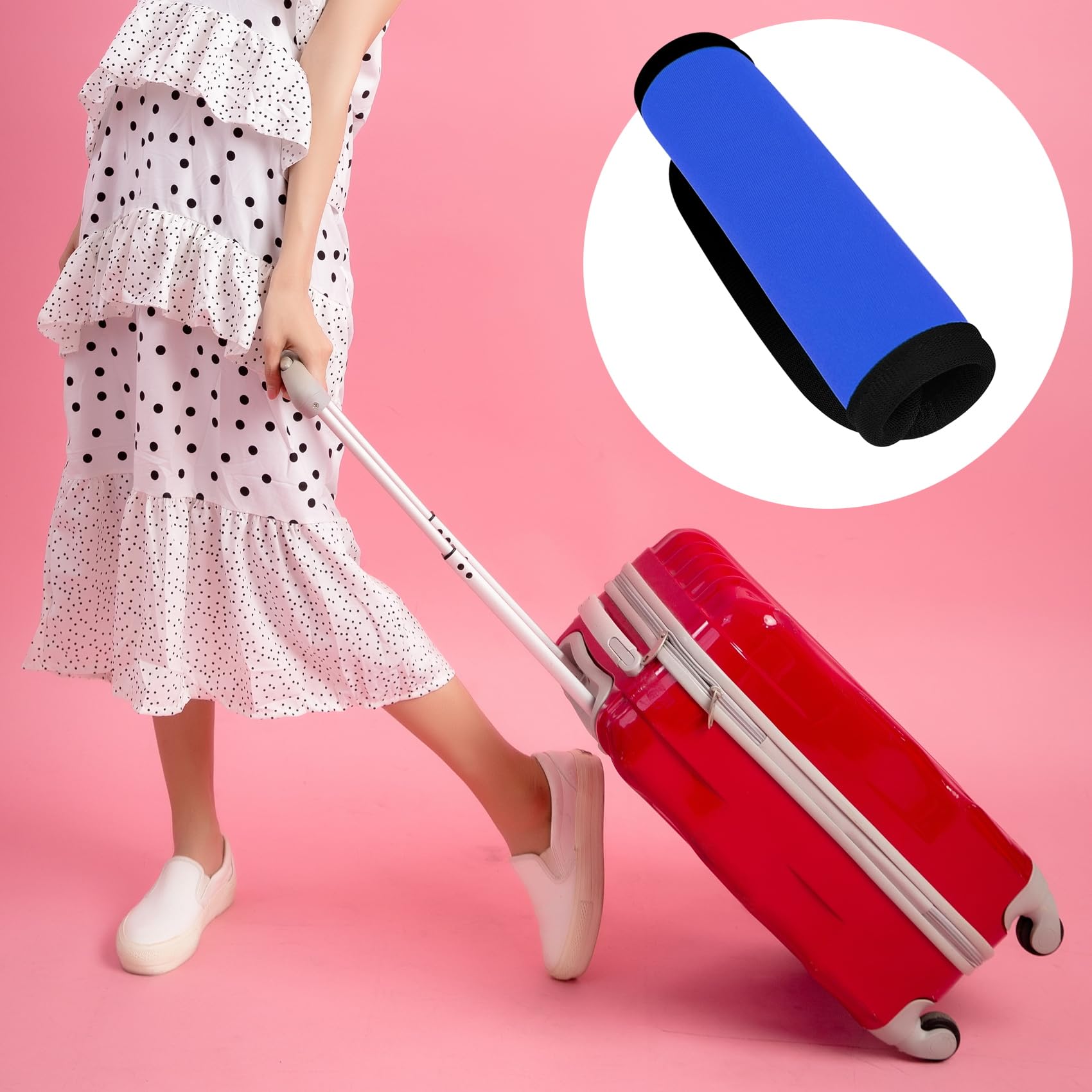2 Pack Luggage Handle Covers - 5.5 x 6 Inch Suitcase Handle Wraps for Easy Identification | Durable Travel Accessories for Airplane, Cruise & Business Trips (Blue) - Perfect for Airport Baggage Recognition & Quick Retrieval