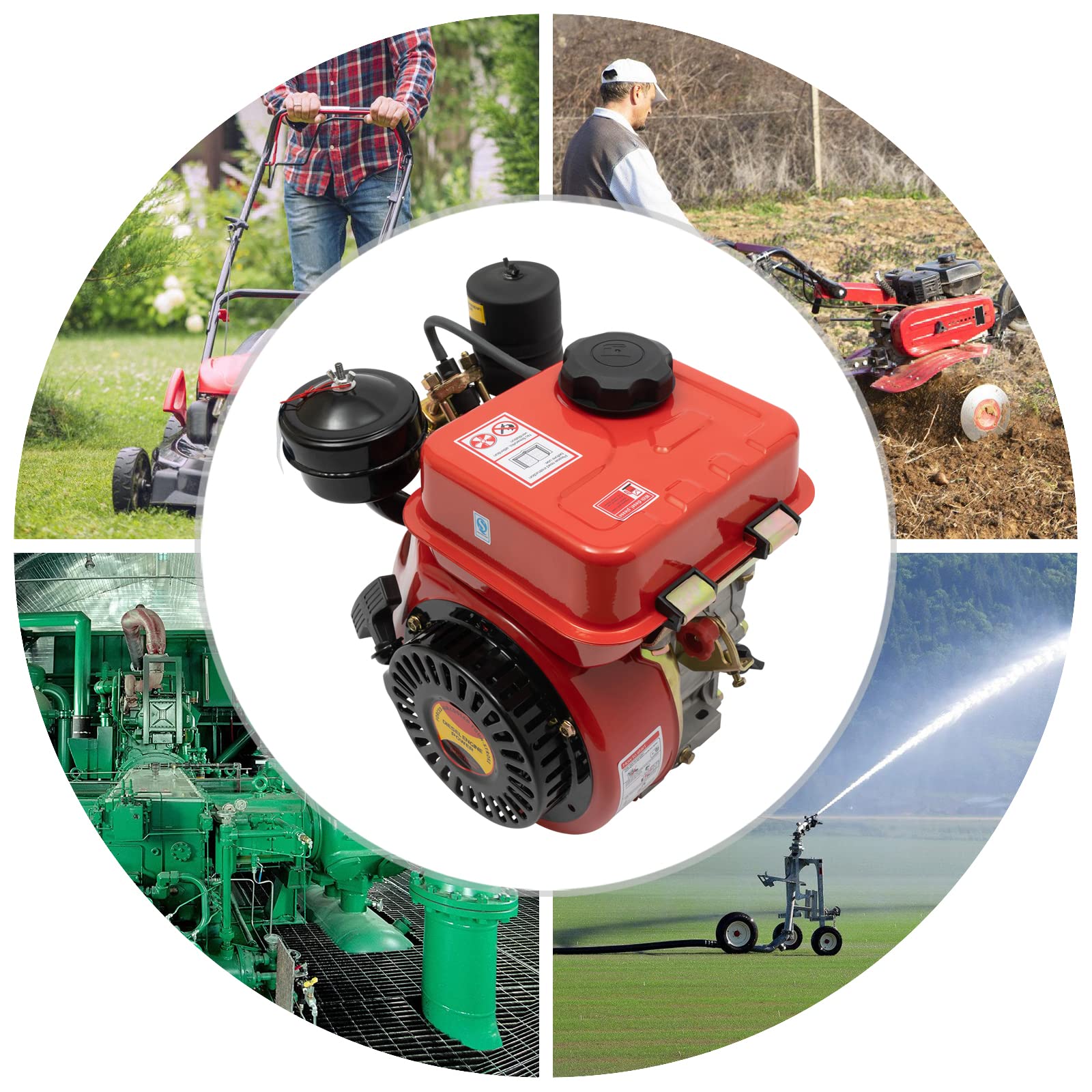 6HP 196CC 4-Stroke Air Cooled Gasoline Engine - Single Cylinder Multi-Purpose Motor for Tiller, Generator & Power Equipment - Durable Small Engine for Farming, Construction & DIY Projects