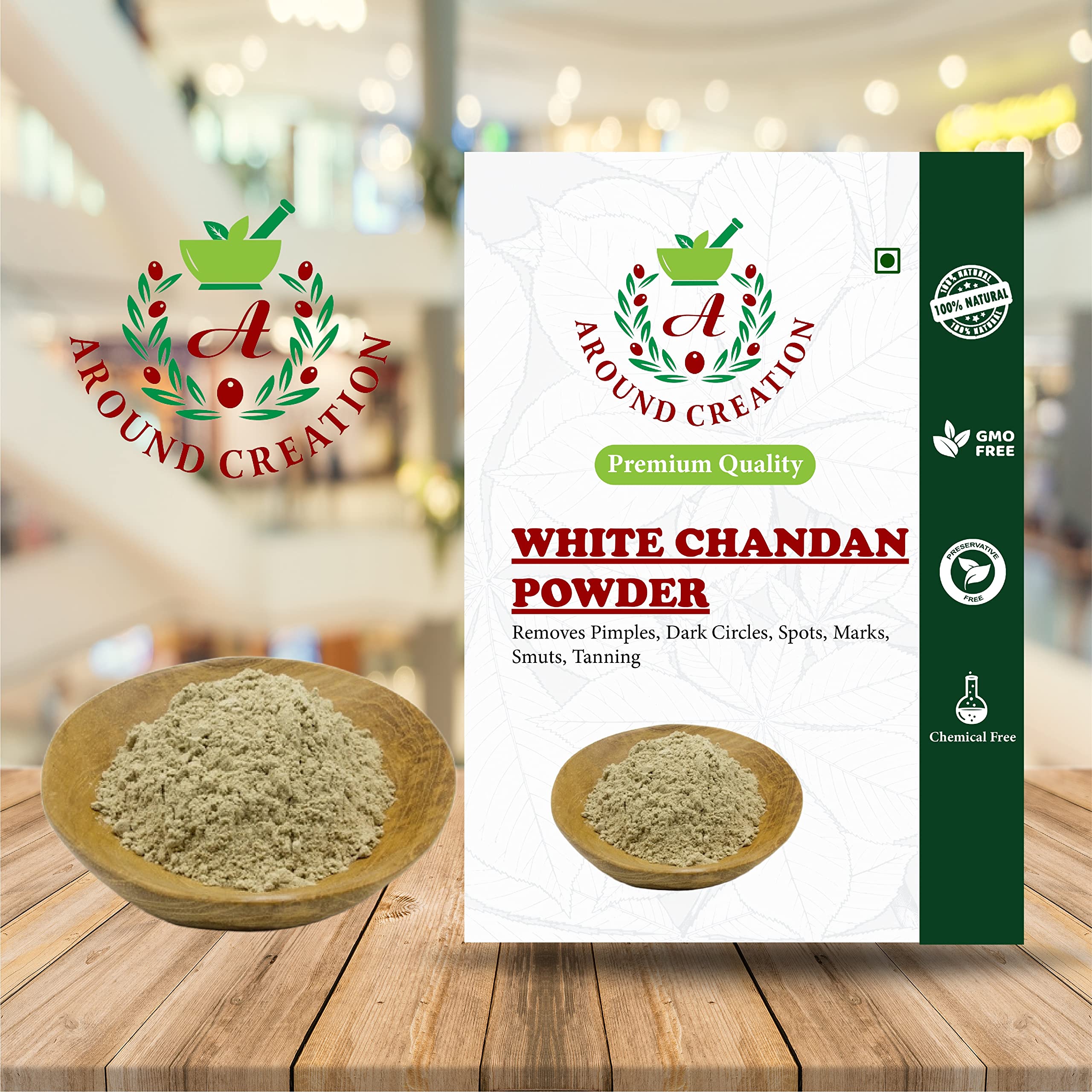 Pure White Sandalwood Powder (Safed Chandan) - 250gm | Organic & Natural for Skin Whitening, Pooja Rituals & Ayurvedic Care | Perfect for DIY Face Masks, Aromatherapy & Spiritual Ceremonies