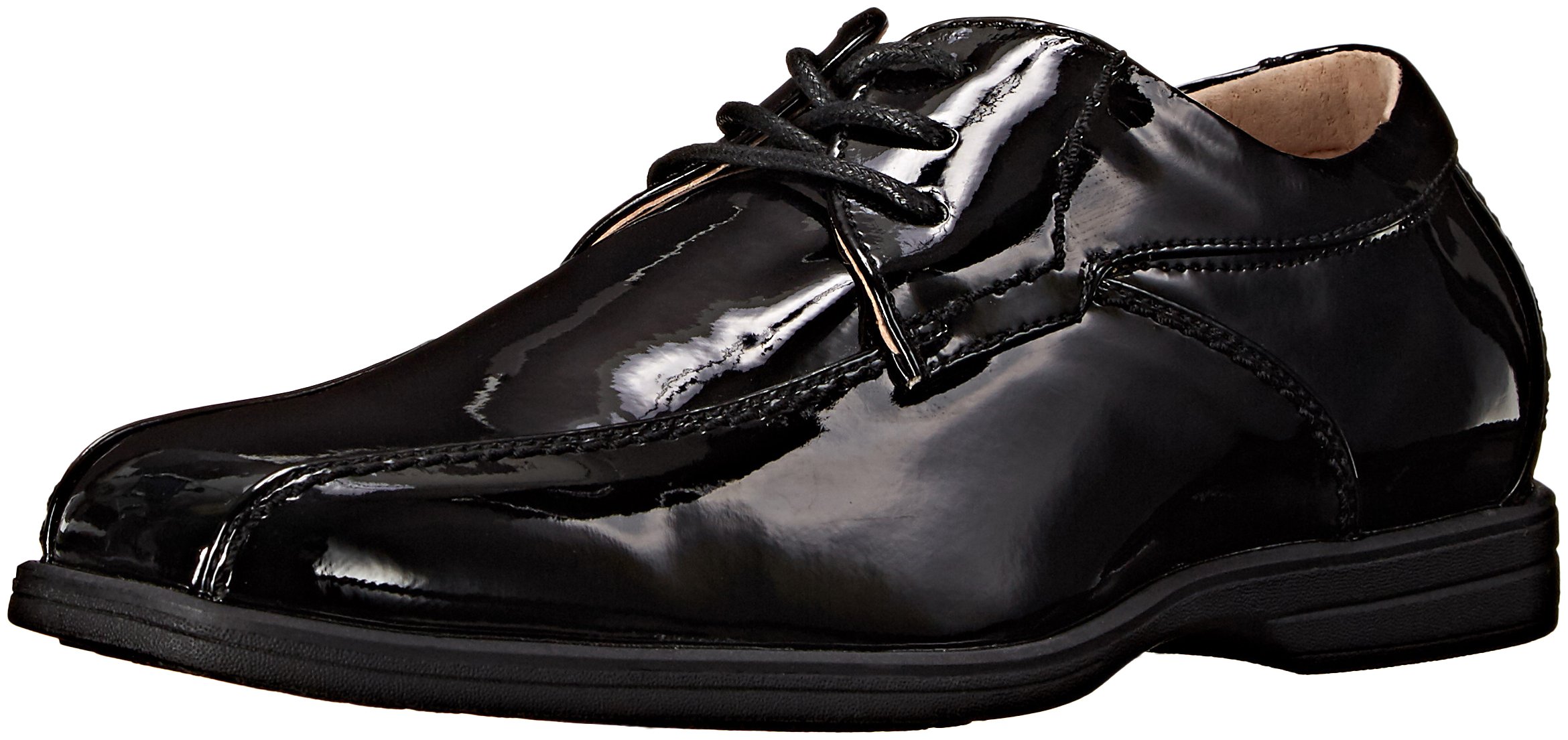 Florsheim Kids Boys' Reveal Bike Oxford Shoes - Black Patent Leather, Size 2.5 Medium - Stylish School & Dress Shoes for Little Kids
