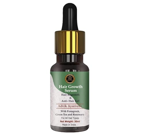 Advik Ayurveda Hair Growth Serum for Men & Women - Natural Hair Fall Control & Regrowth Treatment | 30ml Bottle | Perfect for Thinning Hair & Scalp Care | Daily Use for Stronger, Healthier Hair