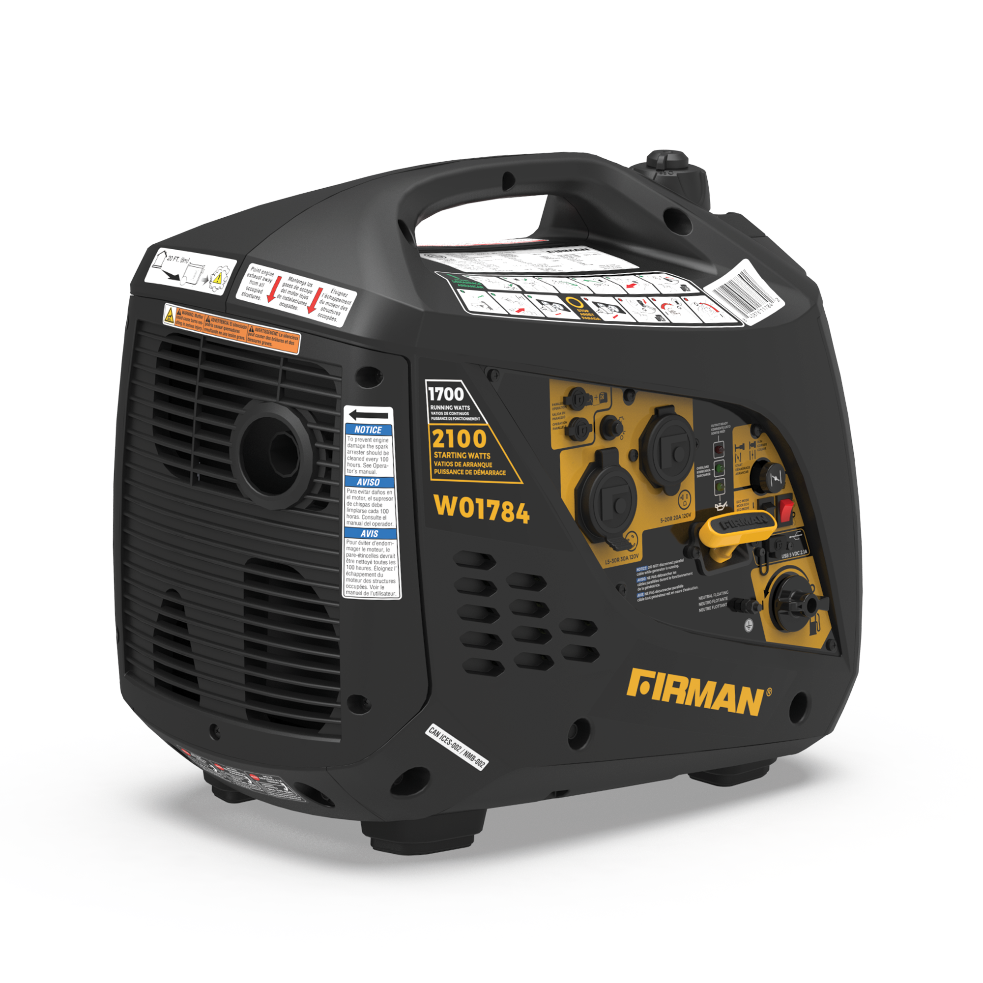 2100W Portable Inverter Generator with Recoil Start - Quiet, Lightweight Power for Camping, RV Trips & Emergency Backup