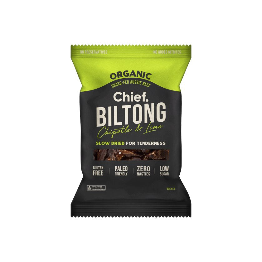 Chief Chipotle & Lime Biltong - 30g | Premium Beef Jerky Snack | High Protein Keto-Friendly | Perfect for Hiking, Camping & Road Trips