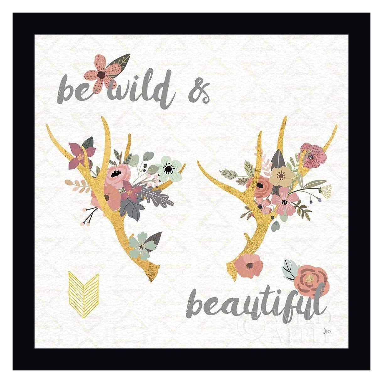 Boho Beauty I Pastel by Jess Aiken - 30x30 Inch Framed Canvas Wall Art Print with Black Frame - Ready to Hang - Perfect for Living Room, Bedroom & Office Decor