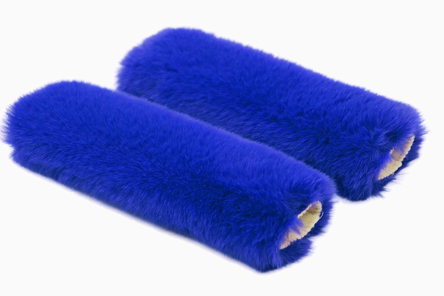 5-Piece Winter Car Accessories Set - Faux Wool Steering Wheel Cover, Handbrake Cover, Gear Shift Cover & Seat Belt Shoulder Pads (Blue) - Warm & Comfortable for Cold Weather Driving