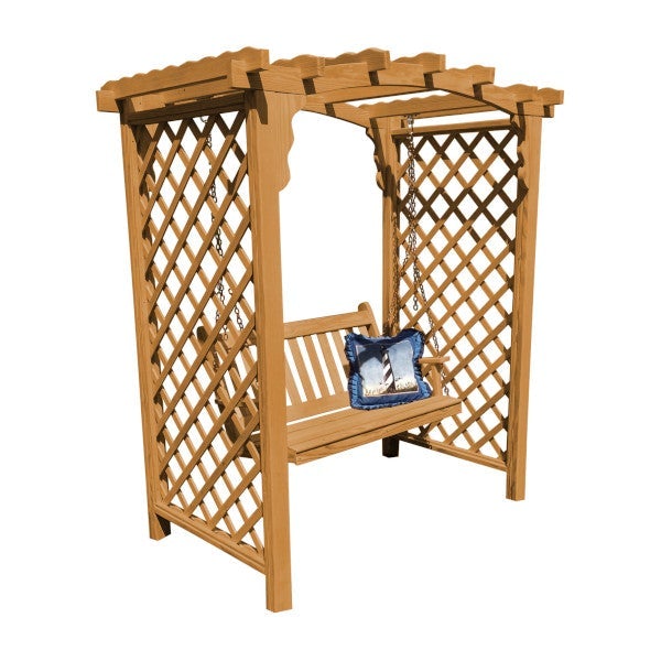 Yellow Pine Jamesport Arbor & Swing Set - Durable Outdoor Garden Arch with Bench for Backyard, Patio, and Wedding Decor