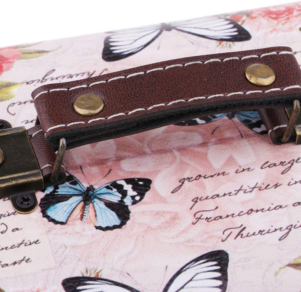 Taotenish Wooden Jewelry Box with Butterfly & Rose Design - Premium Treasure Storage Organizer for Necklaces, Rings & Earrings - Perfect Gift Box for Women, Brides & Jewelry Lovers (Home Decor & Travel Use)