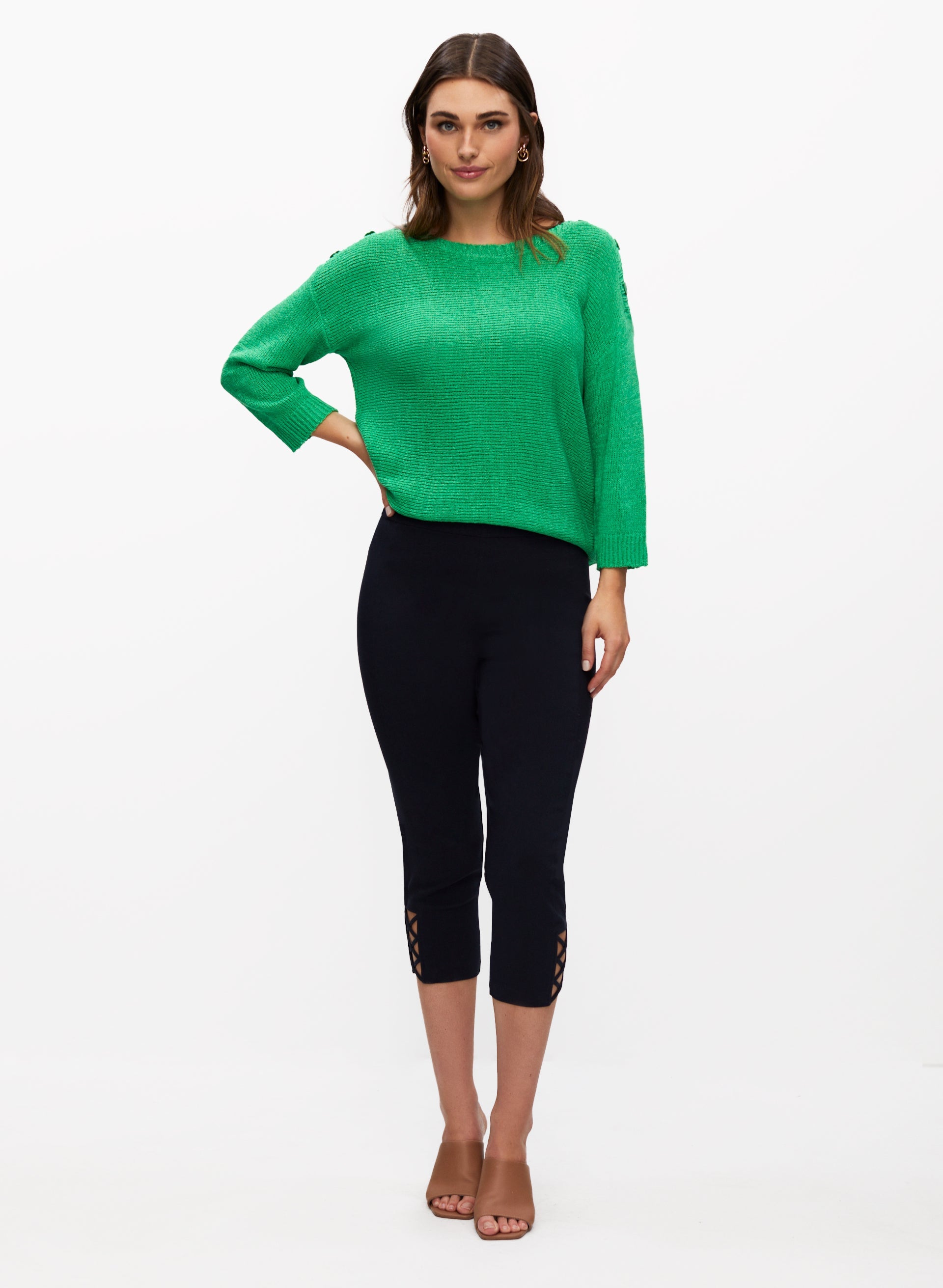 Women's Cross Detail Capris - Stretchy High Waist Yoga Pants for Workout & Lounge - Perfect for Yoga, Gym, Running and Casual Wear