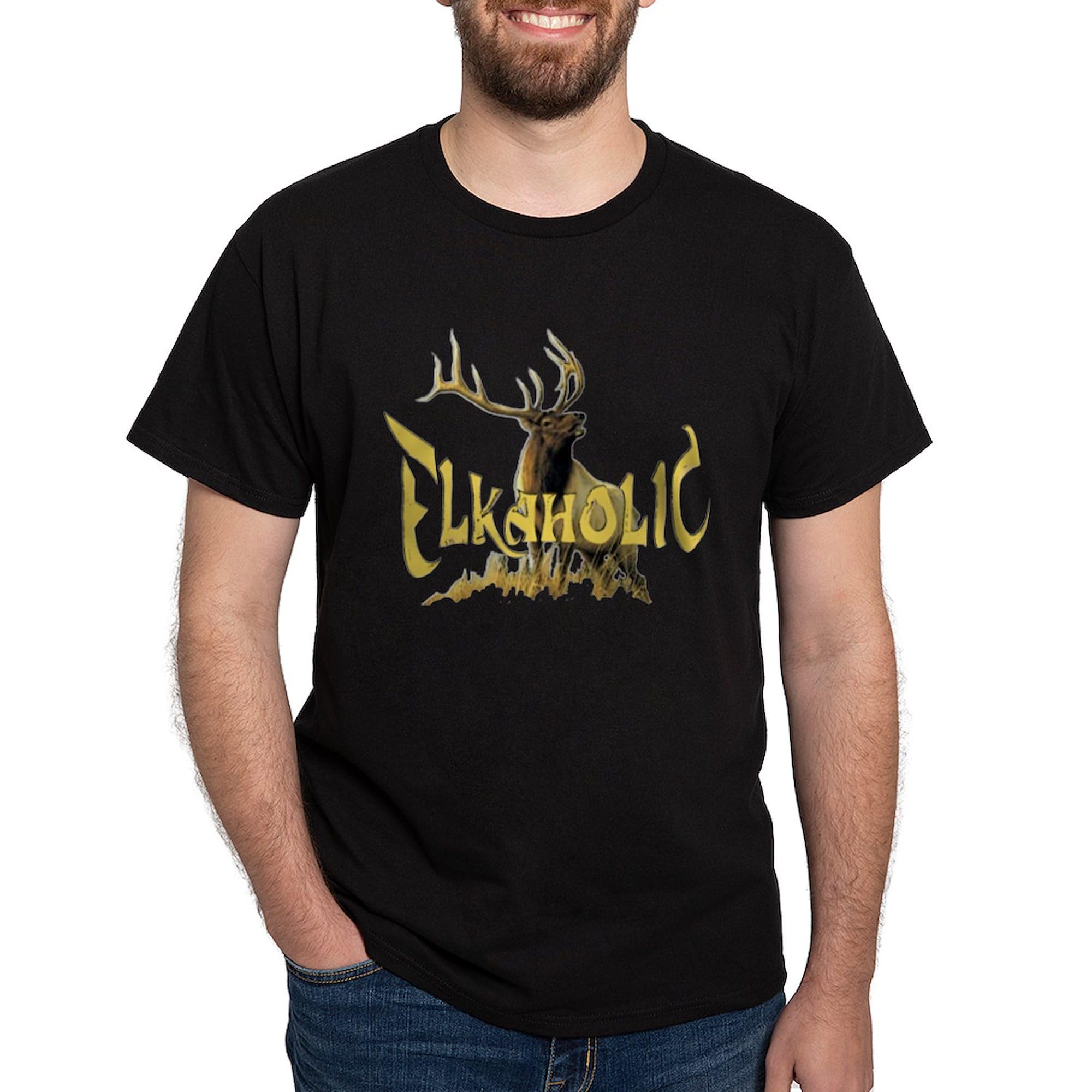 Elkaholic for The Elk Hunter Men's Dark T-Shirt - 100% Cotton Classic Graphic Tee for Hunting Enthusiasts | Perfect for Outdoor Adventures & Hunting Trips