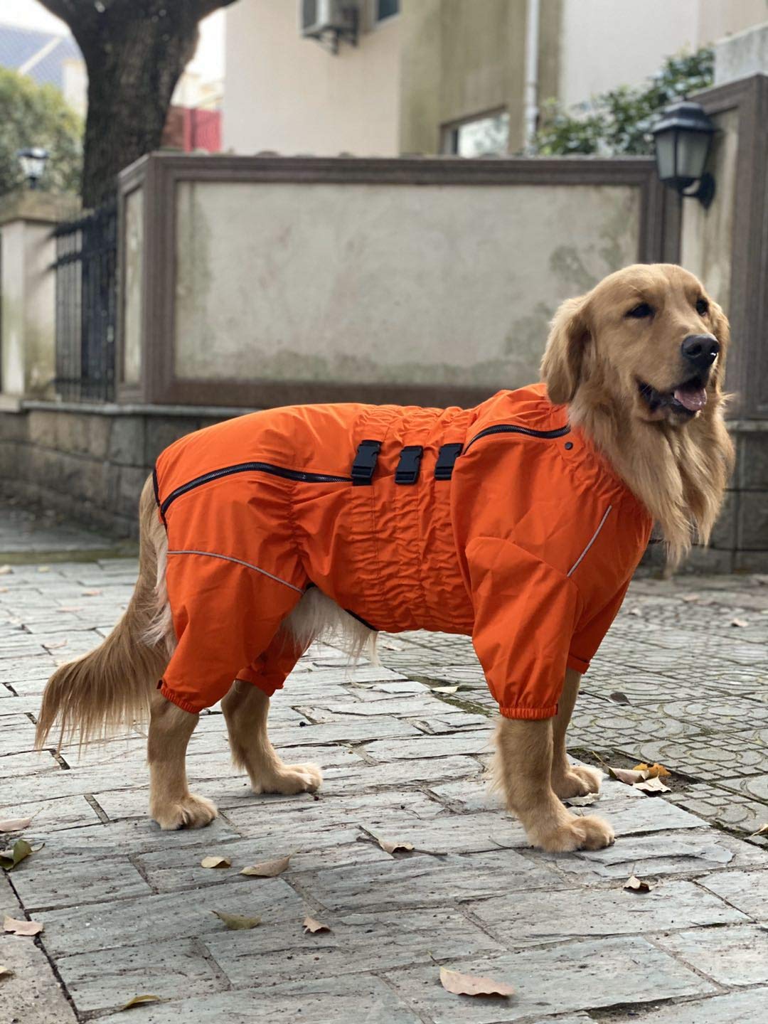 Waterproof Dog Jacket - Lightweight Reflective Raincoat for Small, Medium & Large Dogs | Windproof & Snowproof Pet Vest in Orange (Size 4XL) | Perfect for Rainy Walks, Winter Adventures & Nighttime Safety