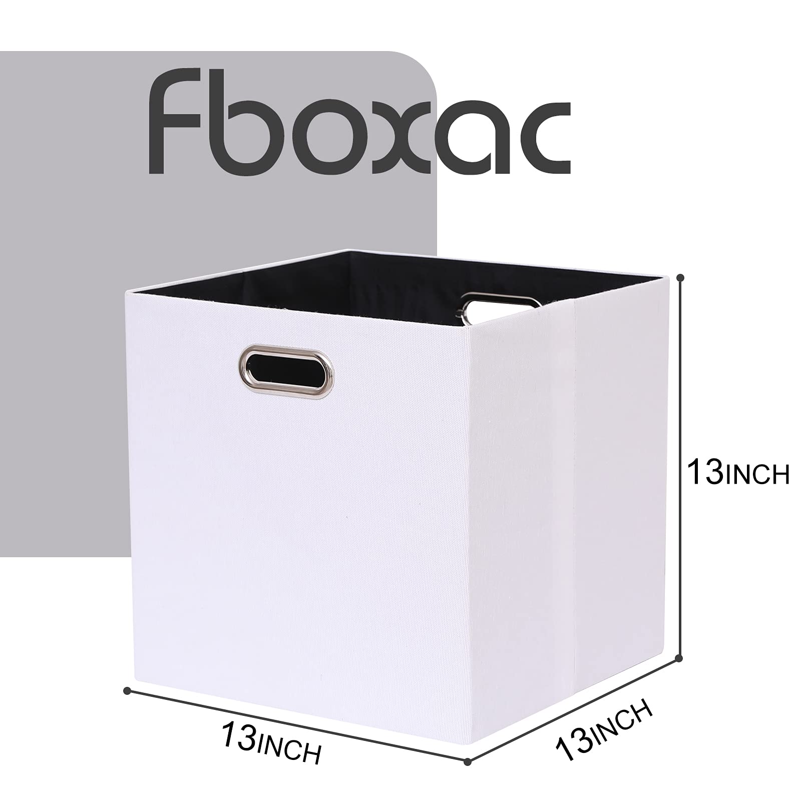 Foldable Cube Storage Bins Set of 4 - 13×13 Inch Large Capacity Polyester Organizer Baskets with Handles for Closet, Shelf, Cabinet, Bookcase & Bedroom Organization - Perfect for Home, Office & Kids Room Storage (White)