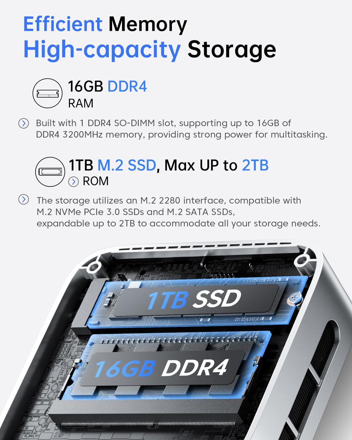 ACEMAGIC Vista V1 N97 Mini PC - 12th Gen Intel N97 Processor (Up to 3.6GHz, Outperforms N150/N95), 16GB DDR4 RAM, 1TB SSD, 4K Dual Display, WiFi 6 & Bluetooth, VESA Mount - Compact Desktop Computer for Home Office, Gaming & Business Use