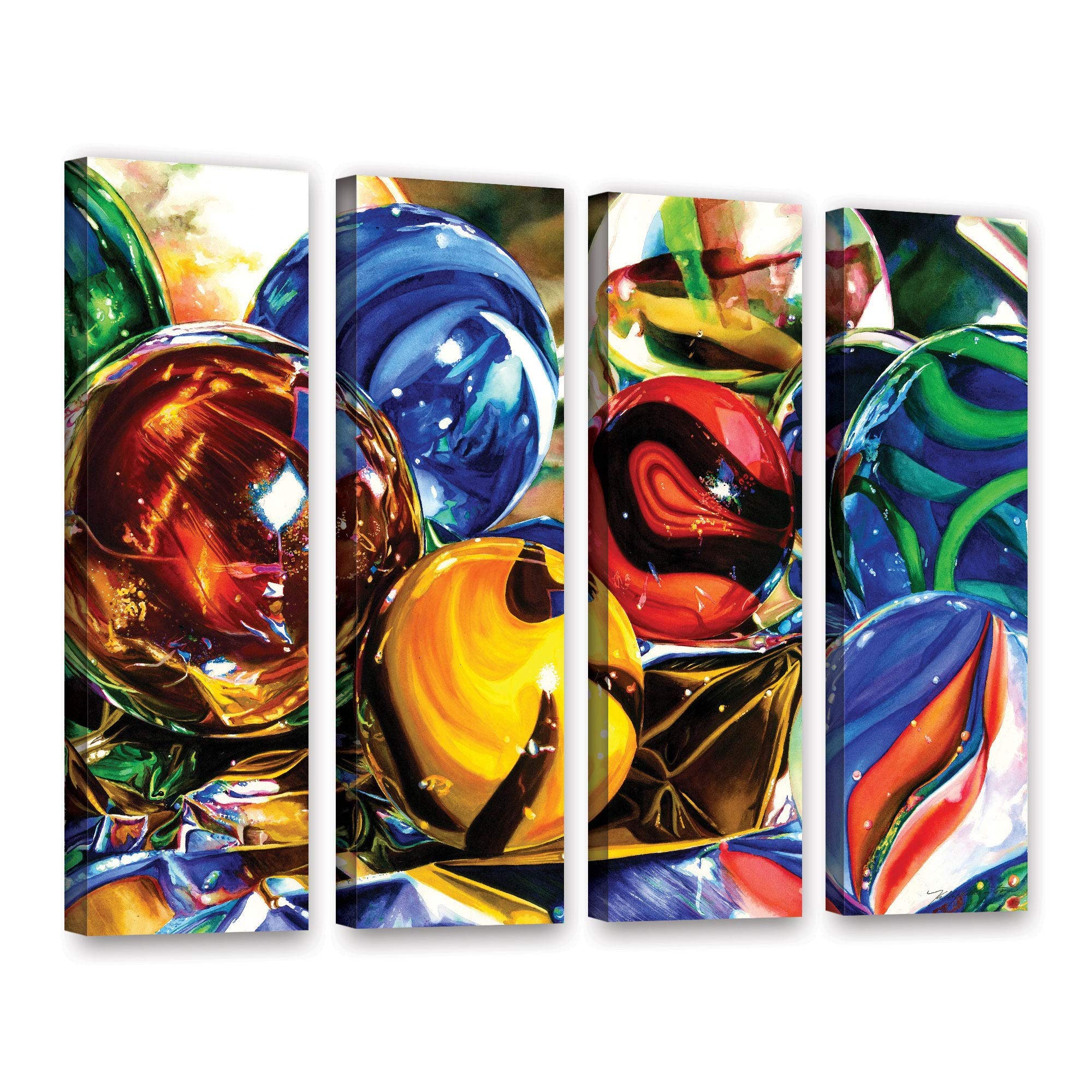 ArtWall Kelly Eddington's Planets & Foil 4-Piece Canvas Wall Art Set - 24x32 Inch Gallery Wrapped Modern Space Decor for Living Room, Bedroom & Office
