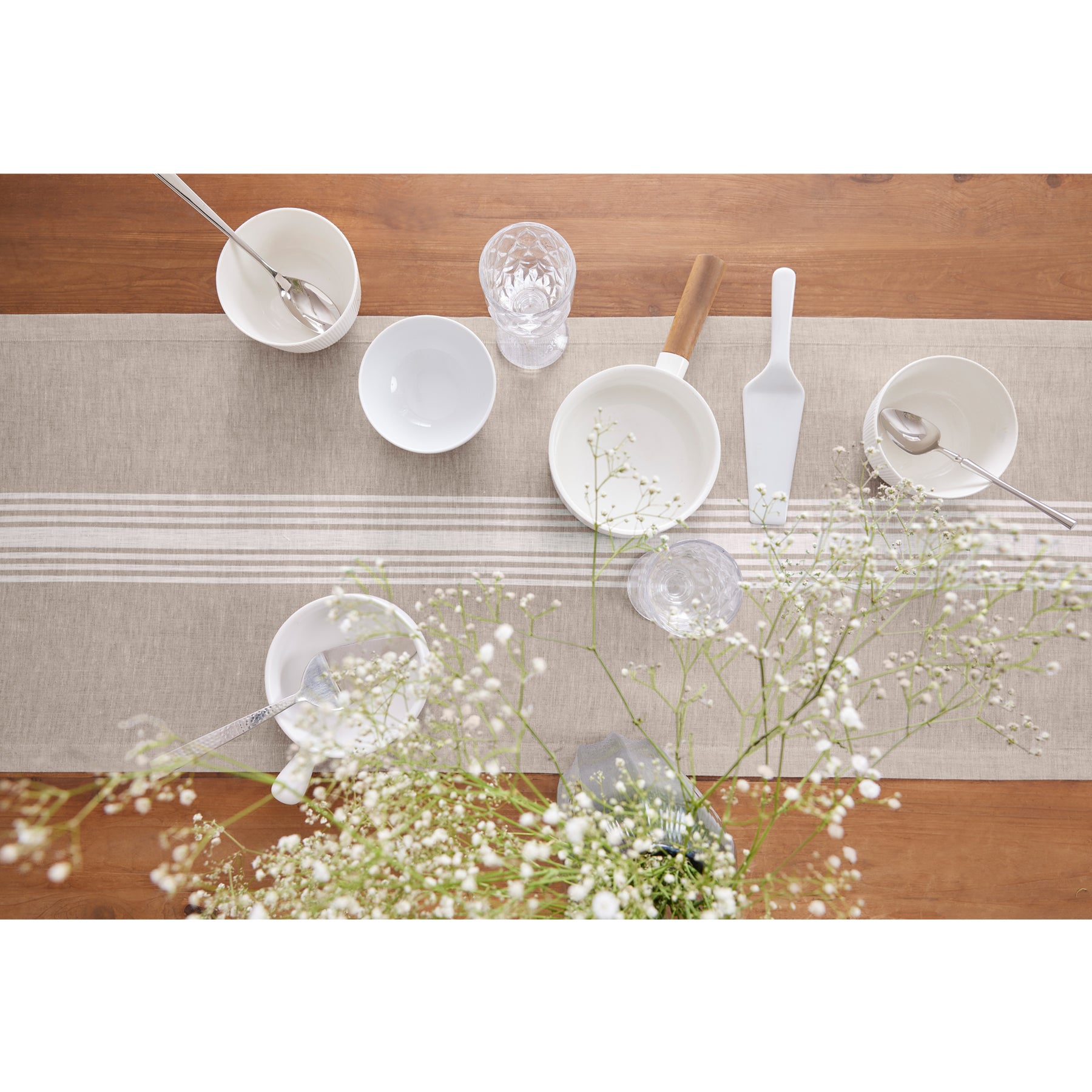 Farmhouse Table Runner - 16 Inch & 18 Inch Wide Cotton Linen Blend - Perfect for Dining Tables, Kitchen Decor & Rustic Weddings