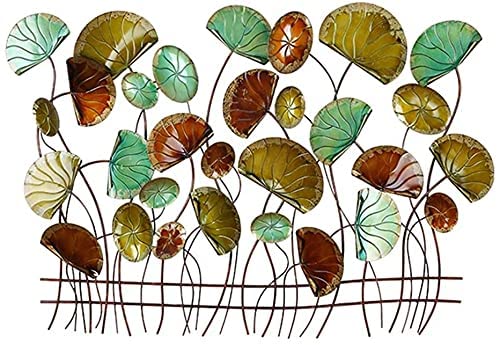 Large Metal Wall Art Decor - 3D Wrought Iron Lotus/Water Lily Wall Hanging Sculpture for Indoor & Outdoor Garden, Living Room, Patio - Handmade Decorative Wall Panel for Home & Office