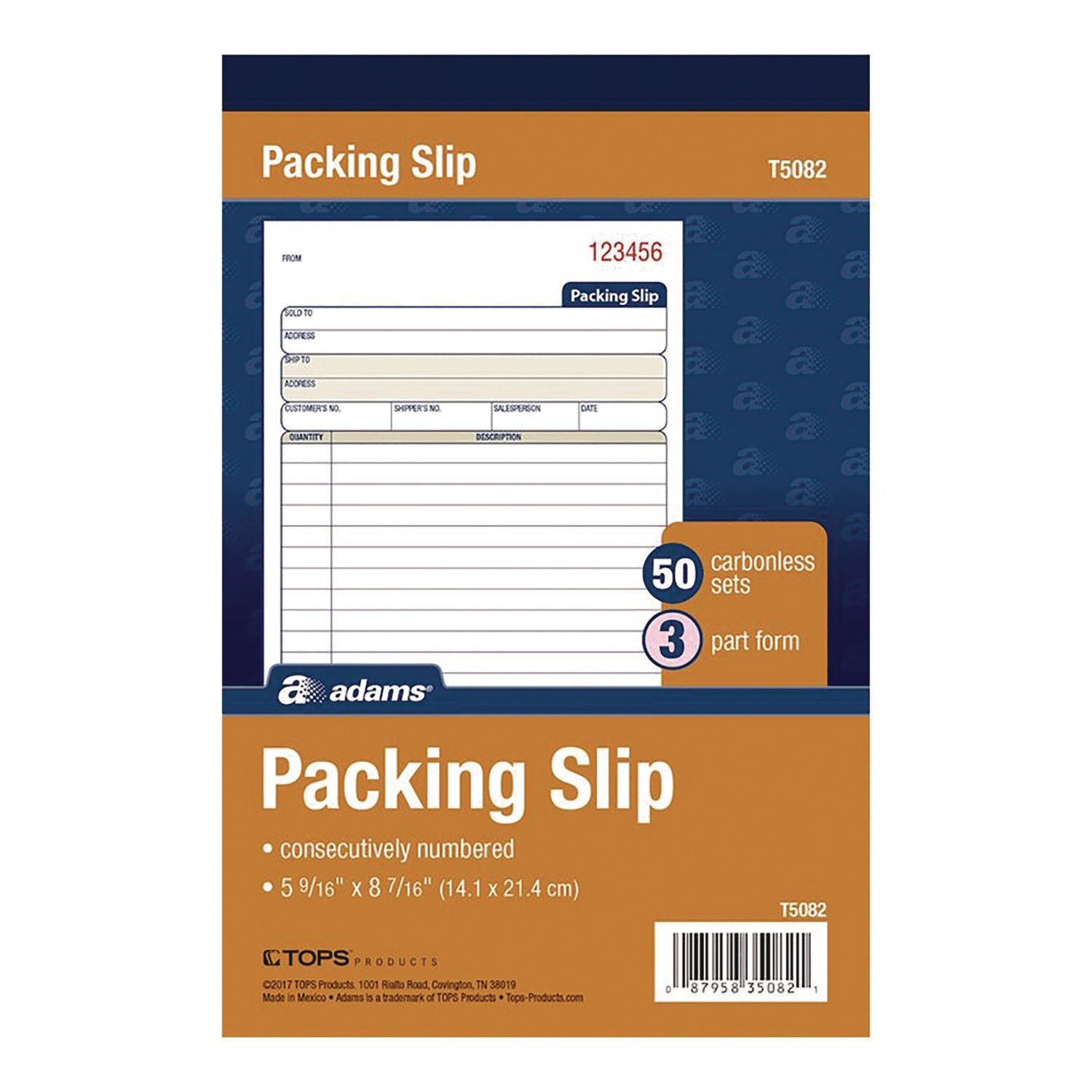 Adams® Multipart Packing List Forms - 3-Part Carbonless, 5.56