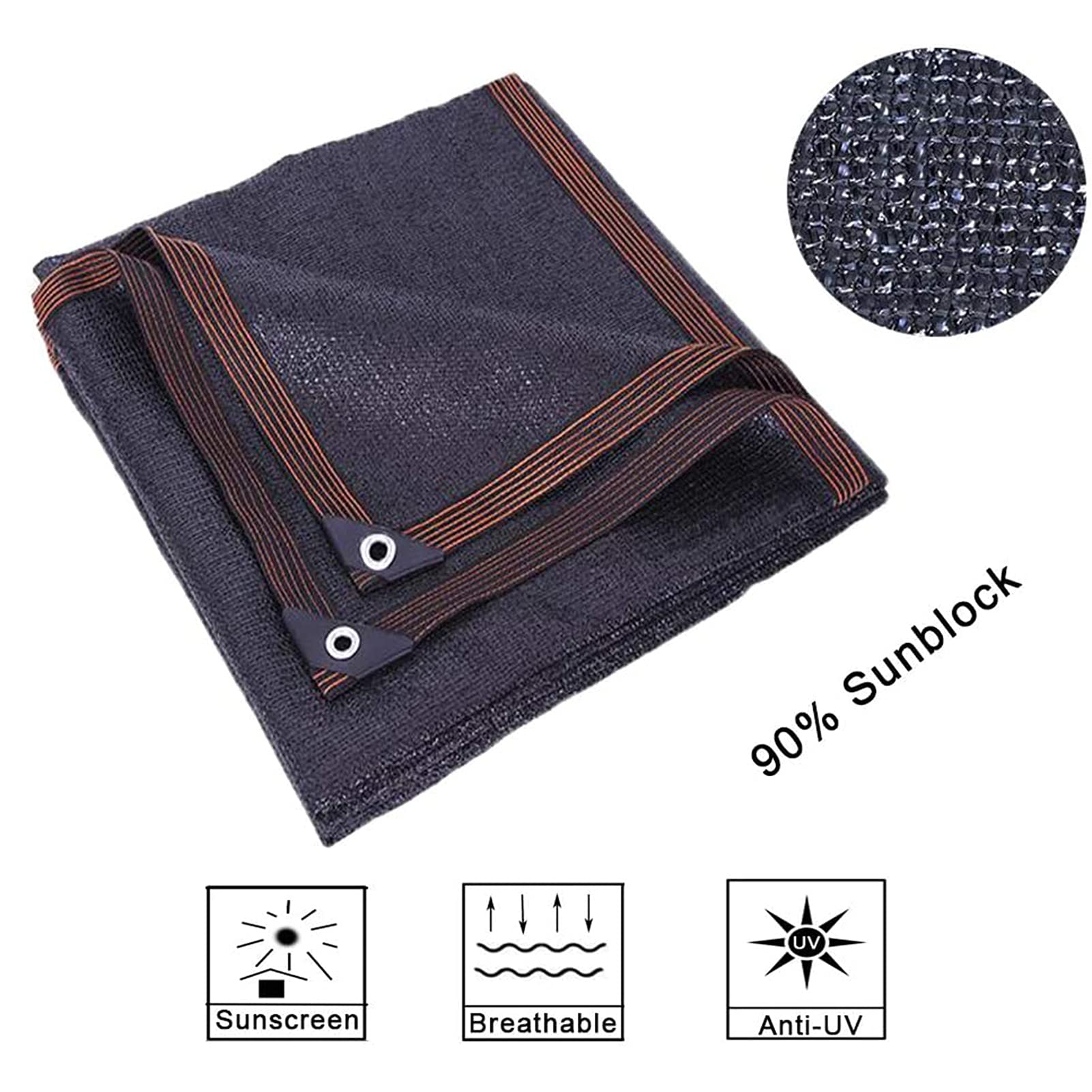 30x30ft Black Shade Cloth with Grommets - UV Blocking Shade Net for Patio, Courtyard, Balcony & Greenhouse - Perfect for Outdoor Sun Protection, Garden Shading & Plant Growth