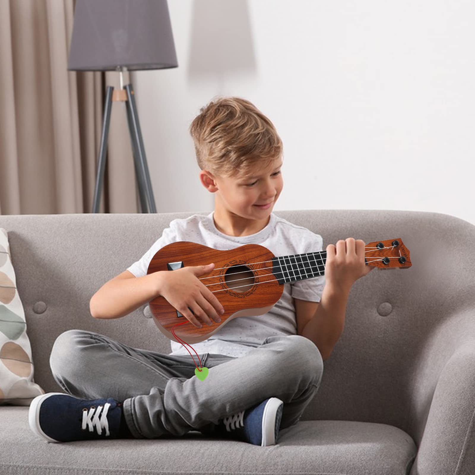 Raimy 17 Inch Kids Ukulele - 4 String Mini Guitar Musical Instrument for Toddlers & Beginners | Educational Toy with Picks for Boys & Girls | Mahogany Wood | Perfect for Birthday Gifts, Music Lessons & Family Fun