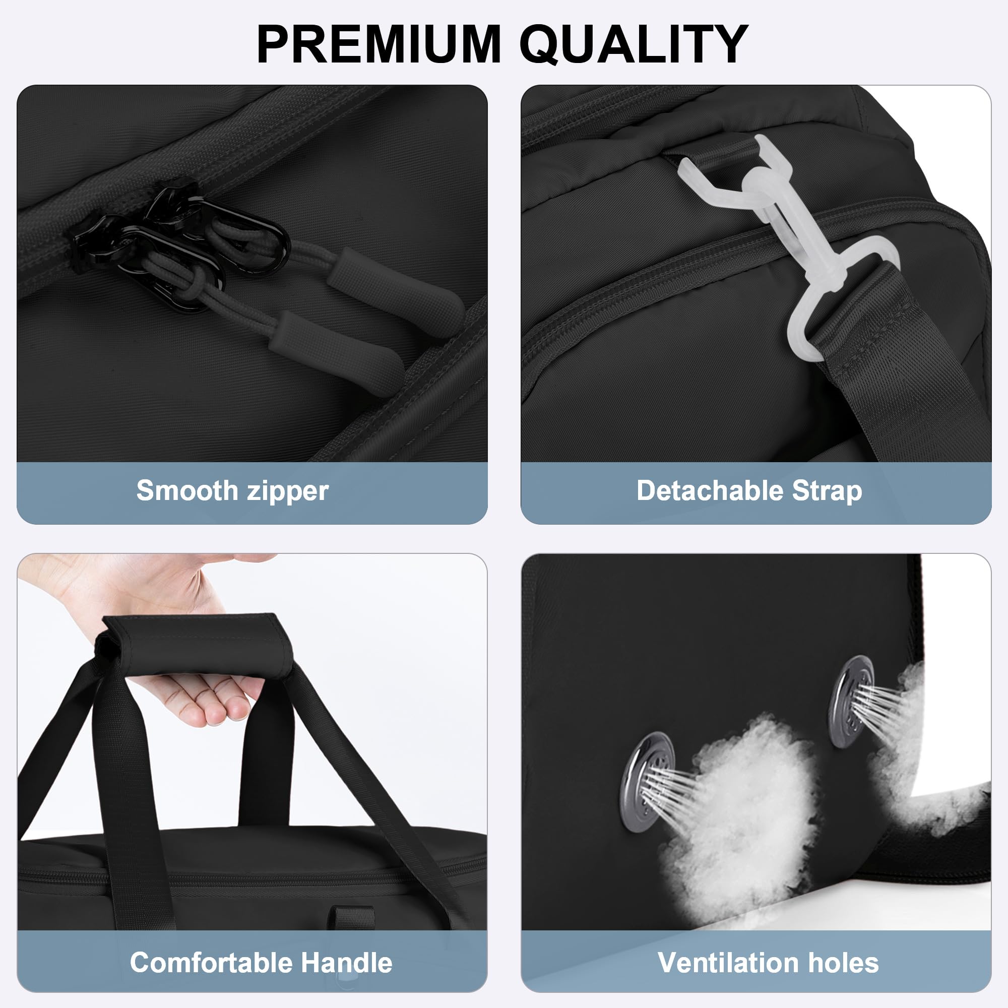 Best Gym Bag for Women with Shoe Compartment - 25L Large Capacity Workout Tote Bag for Fitness, Yoga & Travel - Durable Black Sports Bag for Gym, Work & Weekend Getaways