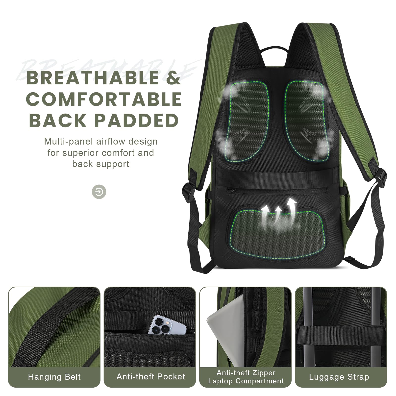 Durable Water Resistant 15.6 Inch Laptop Backpack for College Teens & Adults - School, Travel & Work Backpack with Hidden Pockets - Perfect for Students, Commuters & Business Professionals