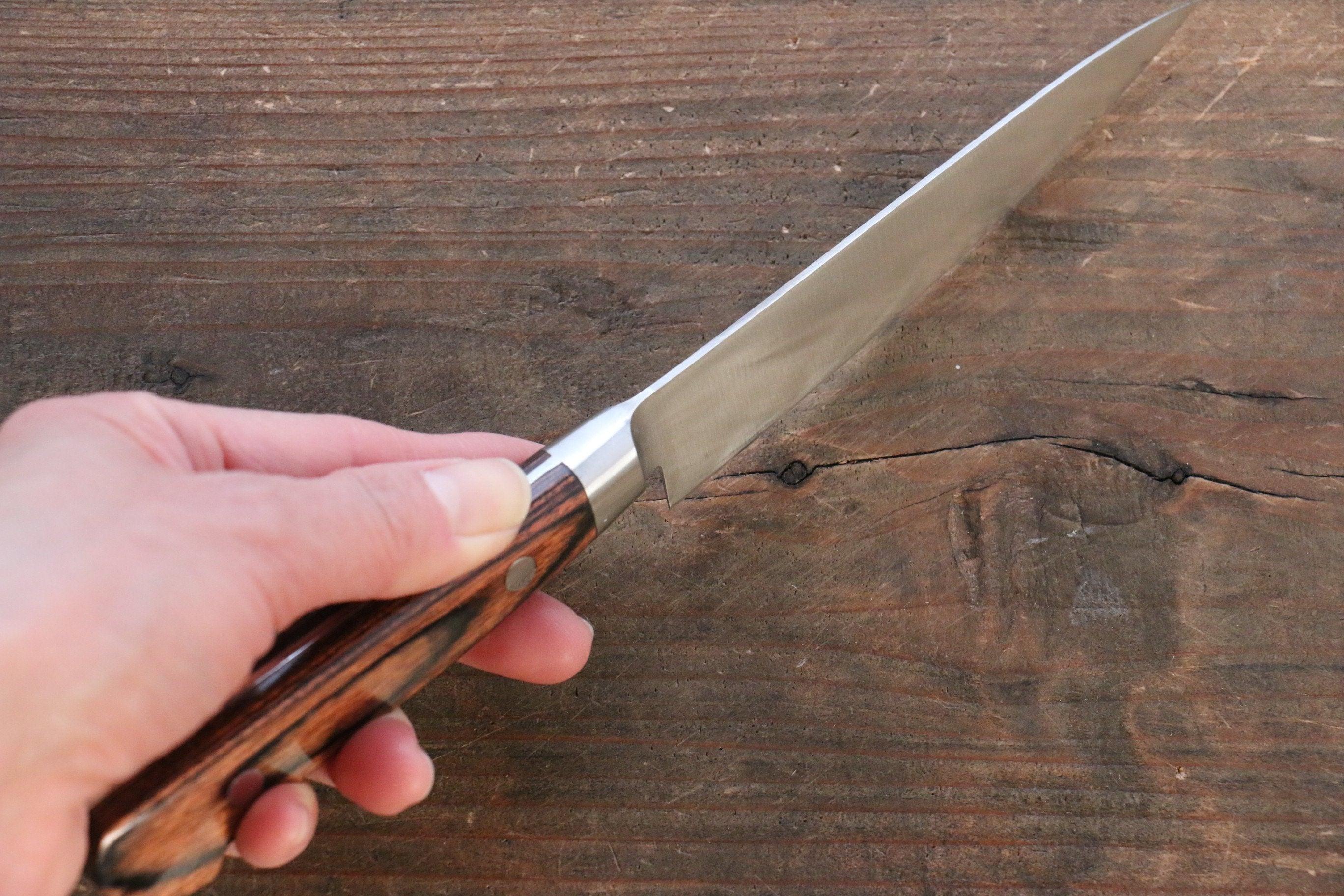 Premium Iseya Molybdenum Steel Japanese Chef Knife Set - 120mm Petty Knife & 210mm Gyuto Knife with Mahogany Wood Handle (Stainless Steel Ferrule) - Perfect for Home Cooking, Professional Kitchens & Sushi Preparation